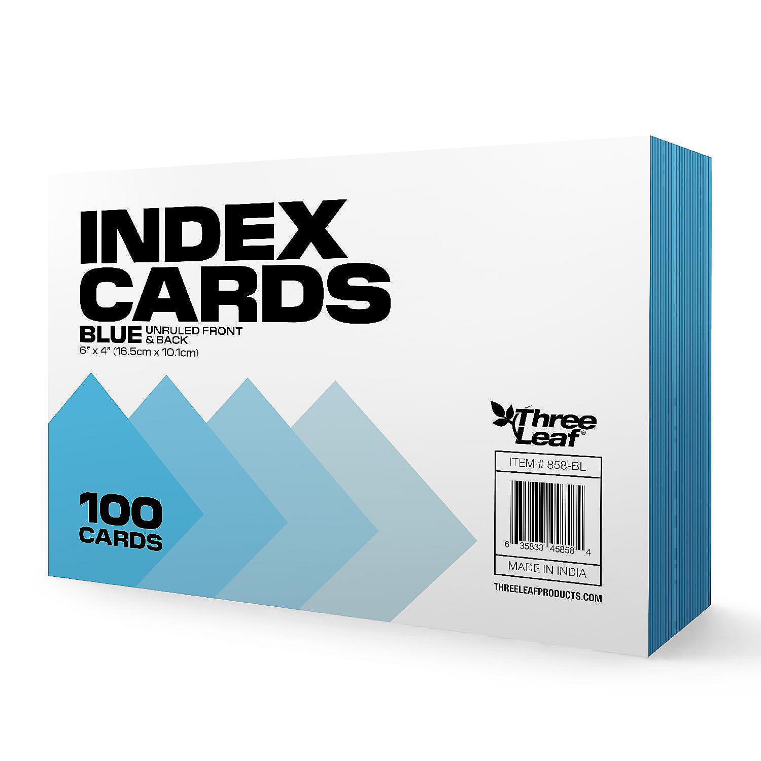 Three Leaf 100 Ct. 4 X 6, Index Cards Unruled , Blue, Pack of 40