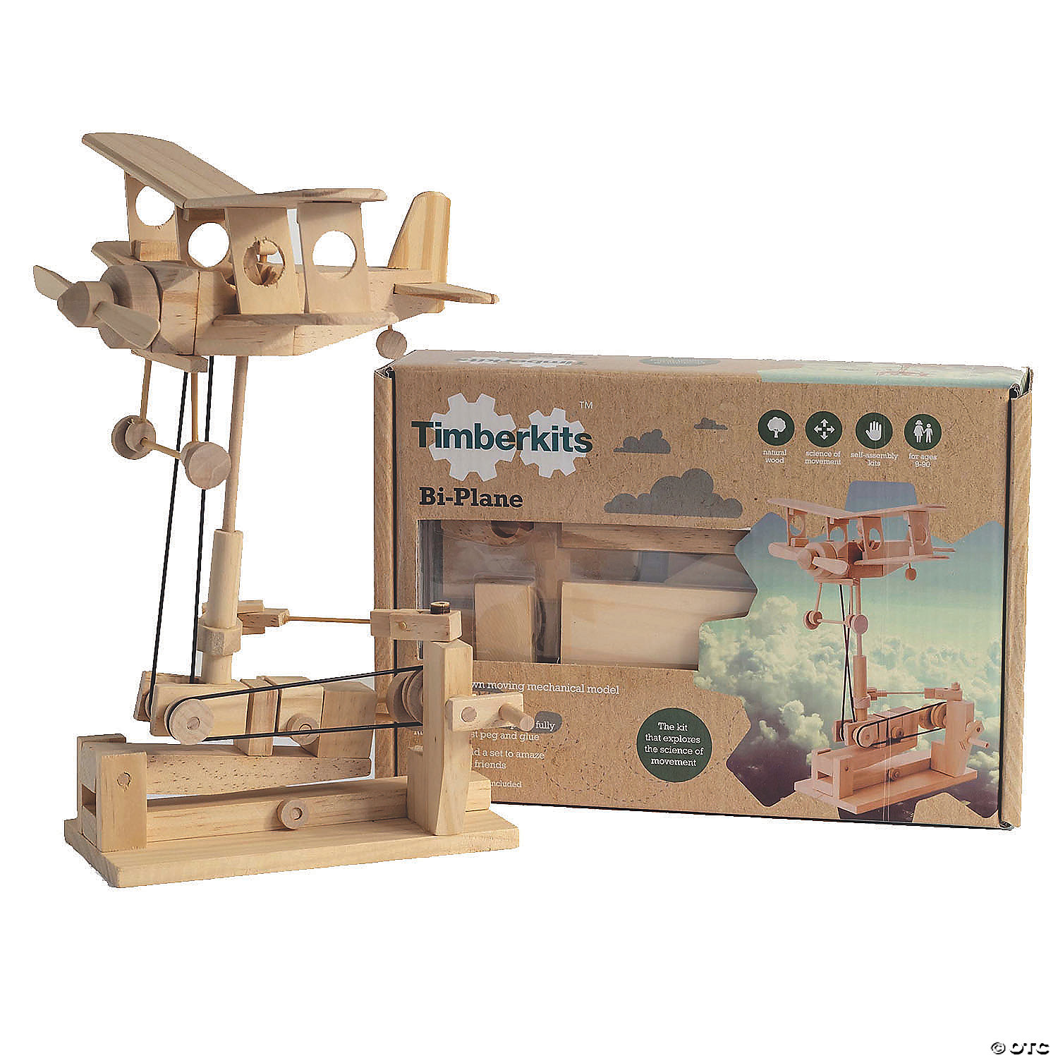 Elenco Timberkits Bi-Plane Mechanical Wooden Model Kit 
