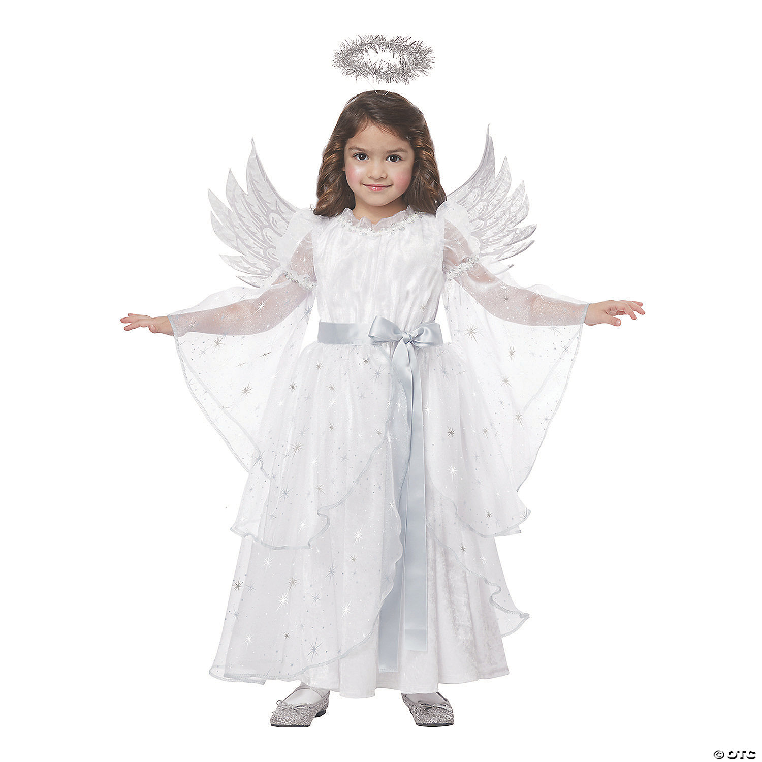 Angel Halo Headband White Feather Silver Tinsel Christmas Nativity Costume 