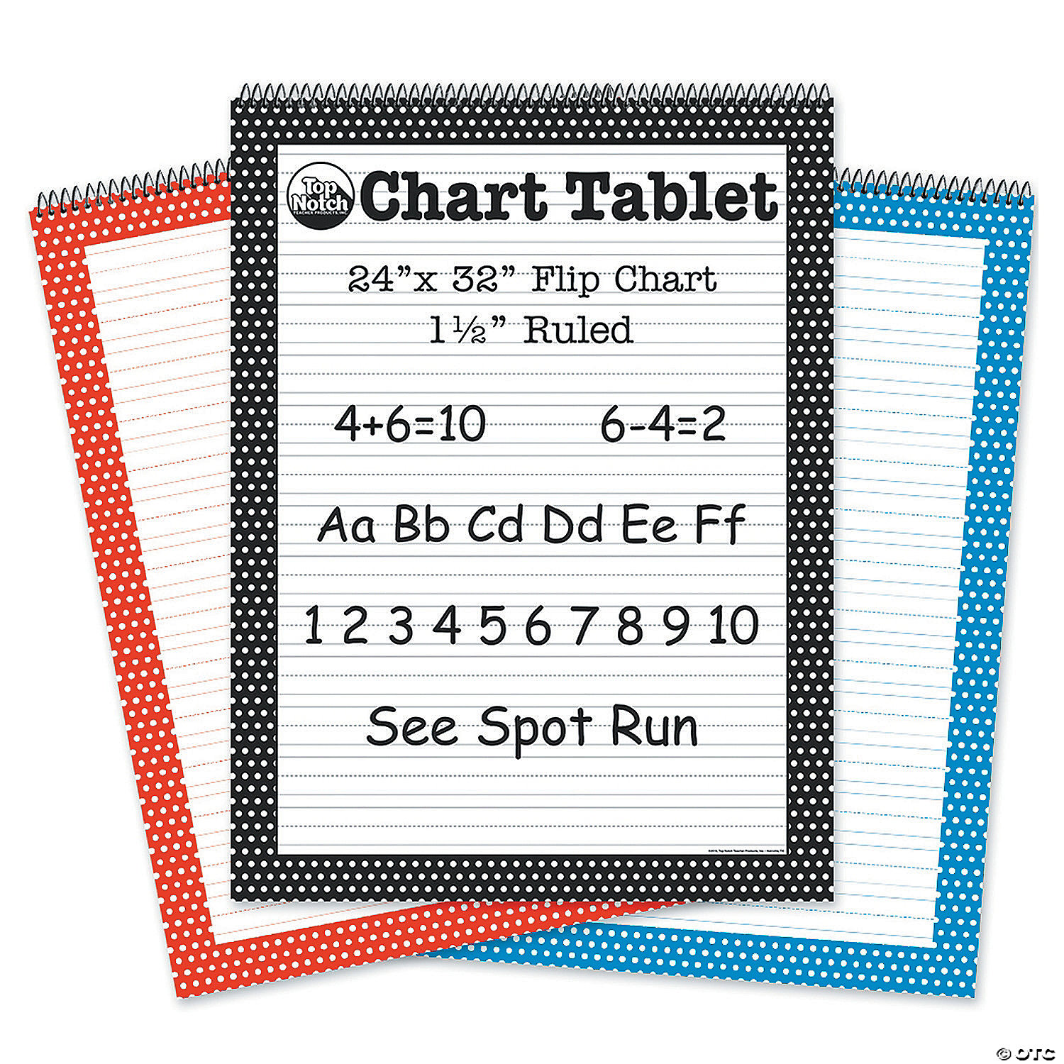 Top Notch Teacher Products Chart Tablet, 24x32, Polka Dot, 3 Pack