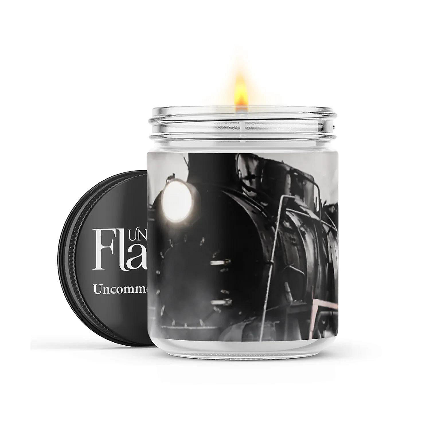 Train 22oz Candle Jar Black Ice Flame Oriental Trading