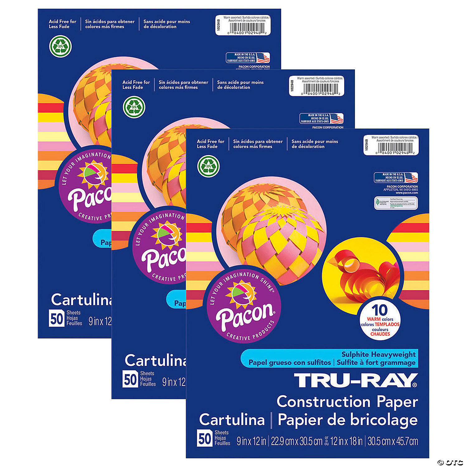 Tru-Ray Construction Paper, Warm Assorted, 12