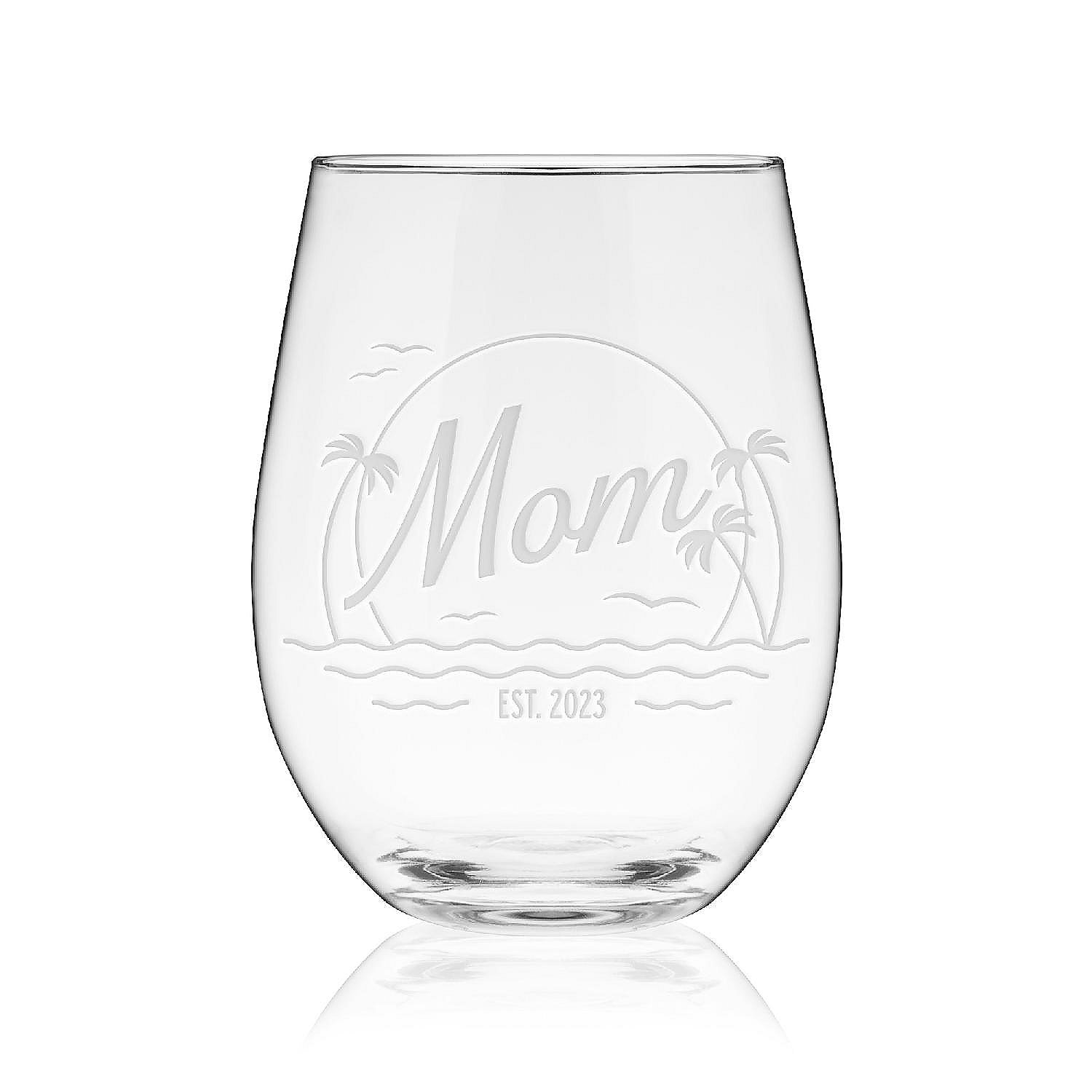 True Stemless Wine Glass Printed Beach Mom, Est. 2023 - 1 Pack