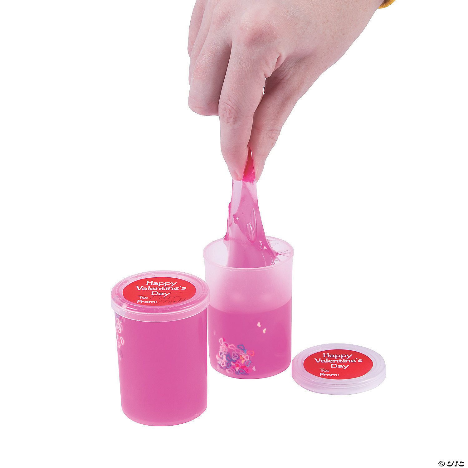 Valentine Slime Containers with Glitter Hearts
