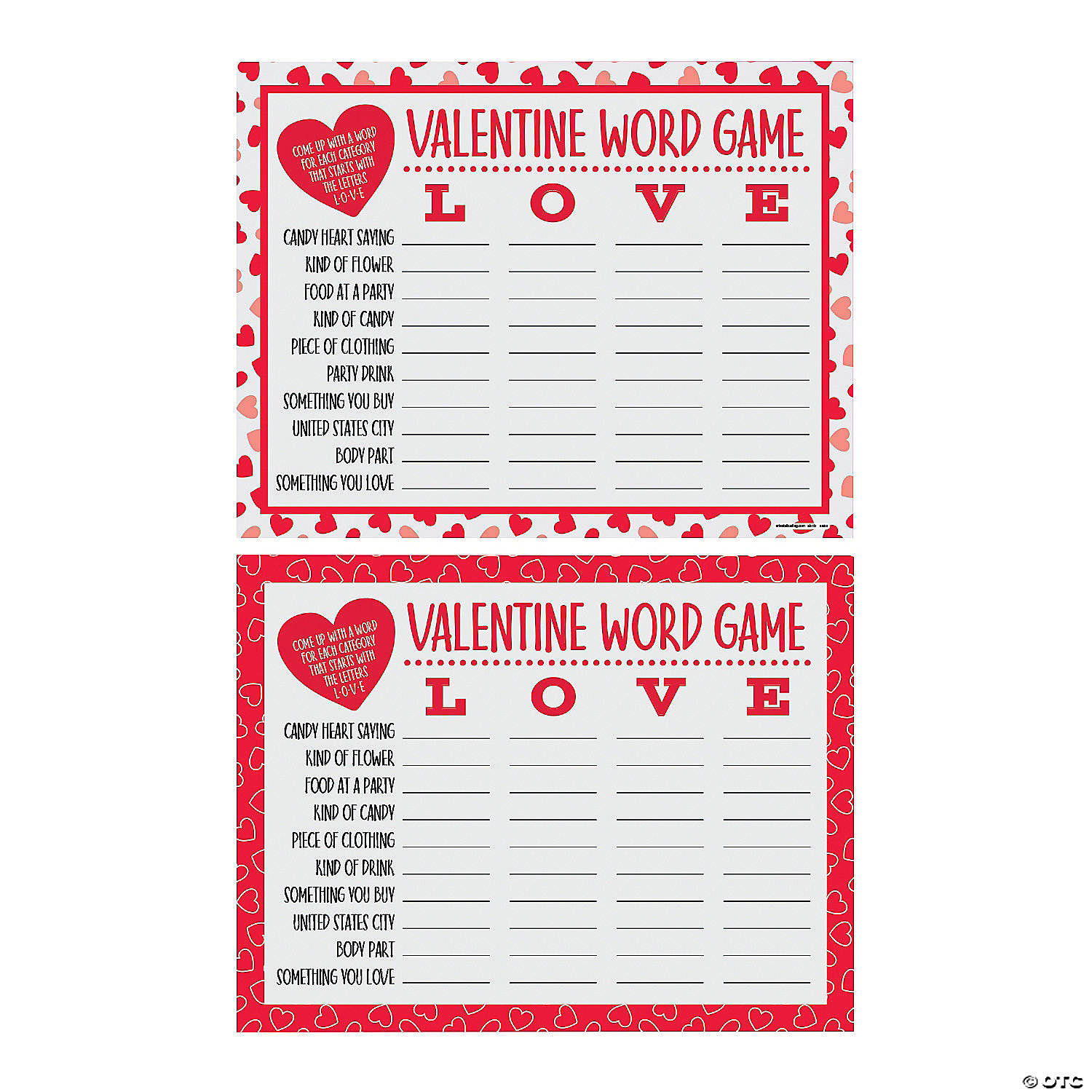 Valentine Word Scramble Game Oriental Trading