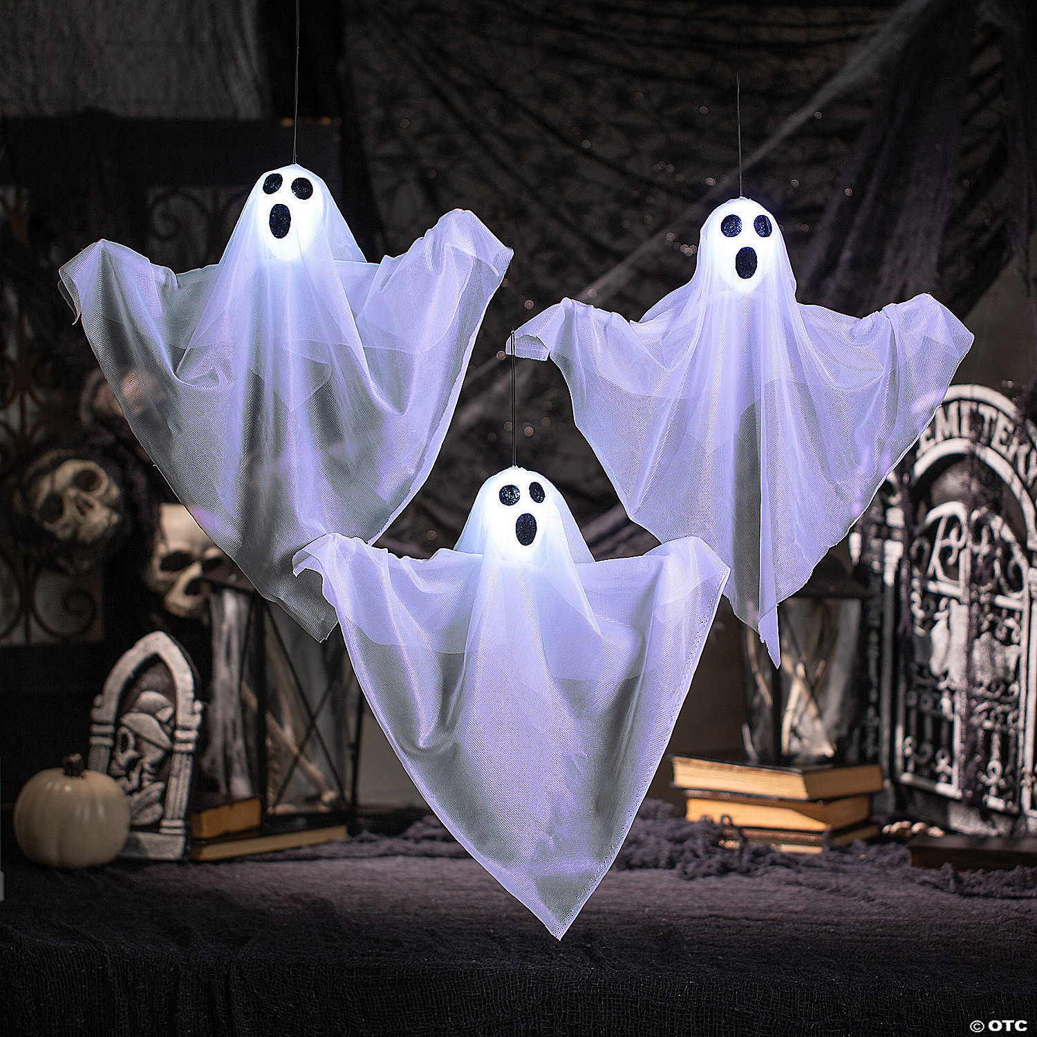 Value LED Hanging Ghosts Halloween Decoration - Pc. Oriental Trading