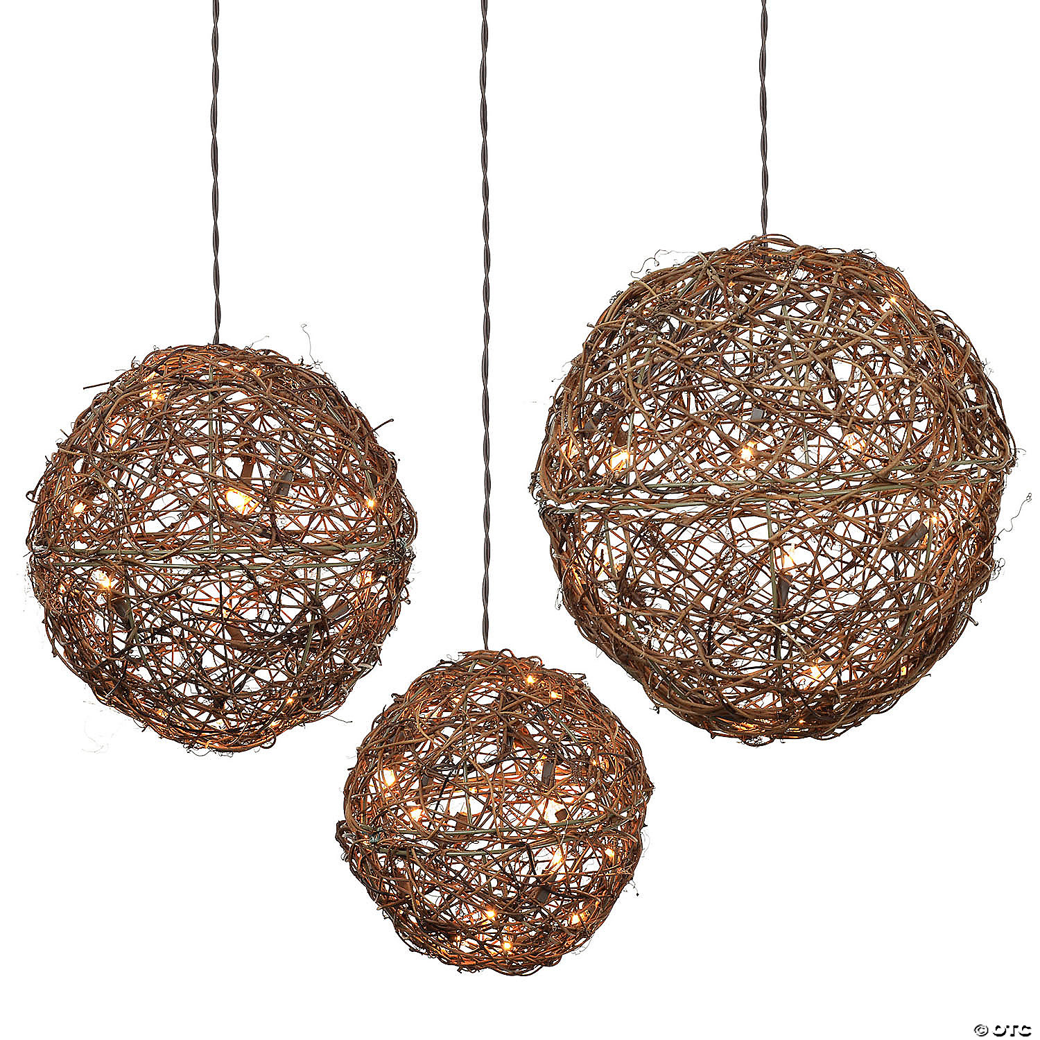 Vickerman 60Lt Clear 3Pc Rattan Ball Set