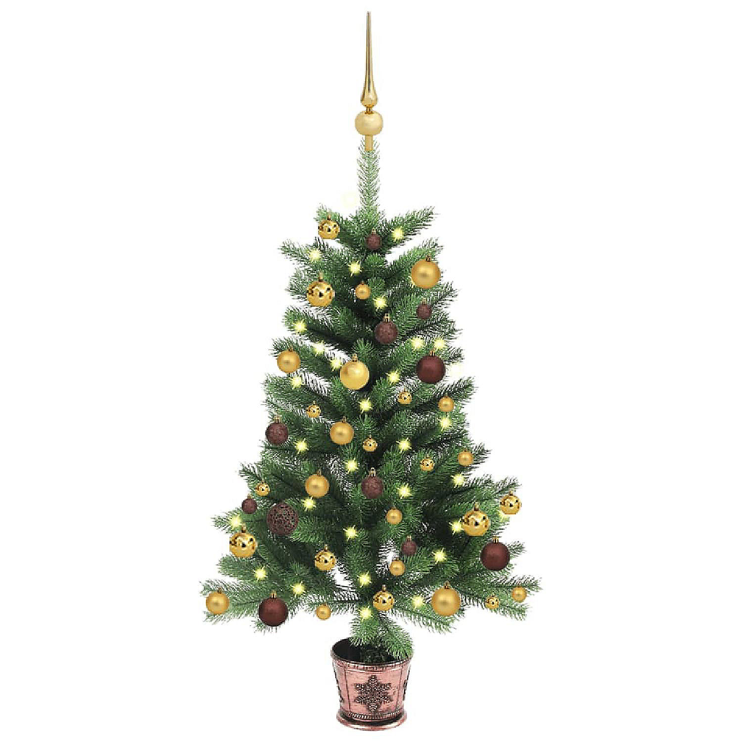 VidaXL 3' Green Artificial Christmas Tree with LED Lights & 61pc Gold