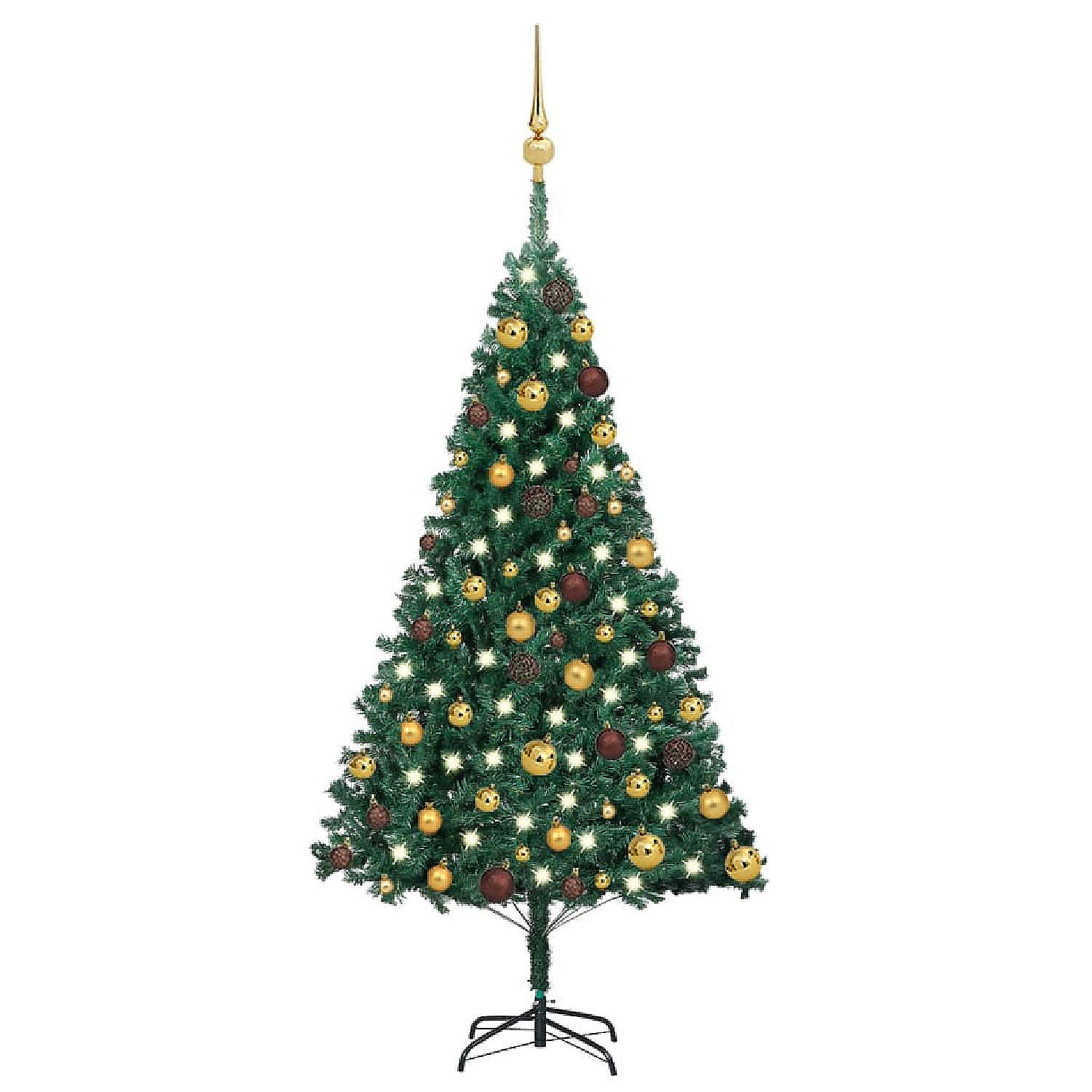 VidaXL 4' Green PVC Artificial Christmas Tree with LED Lights & 61pc ...