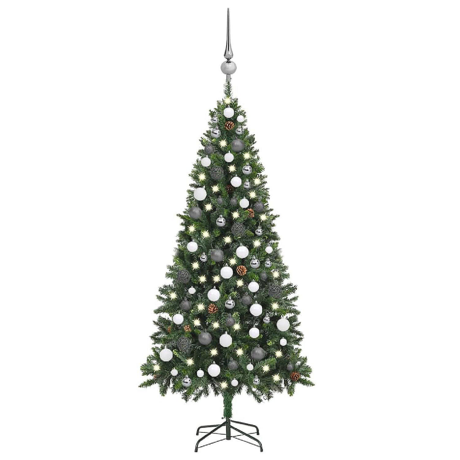 Vidaxl 6' Green Artificial Christmas Tree With Led Lights & 28pc Pine 