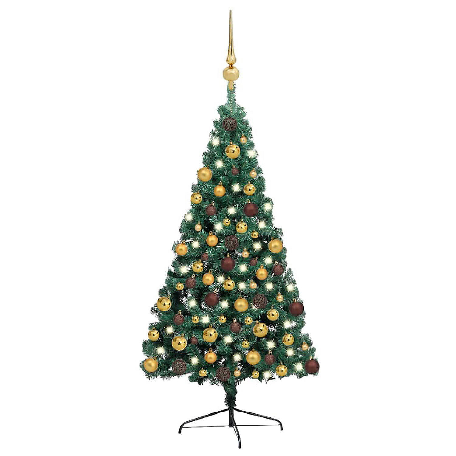 VidaXL 6' Green Artificial Half Christmas Tree with LED Lights & Stand ...