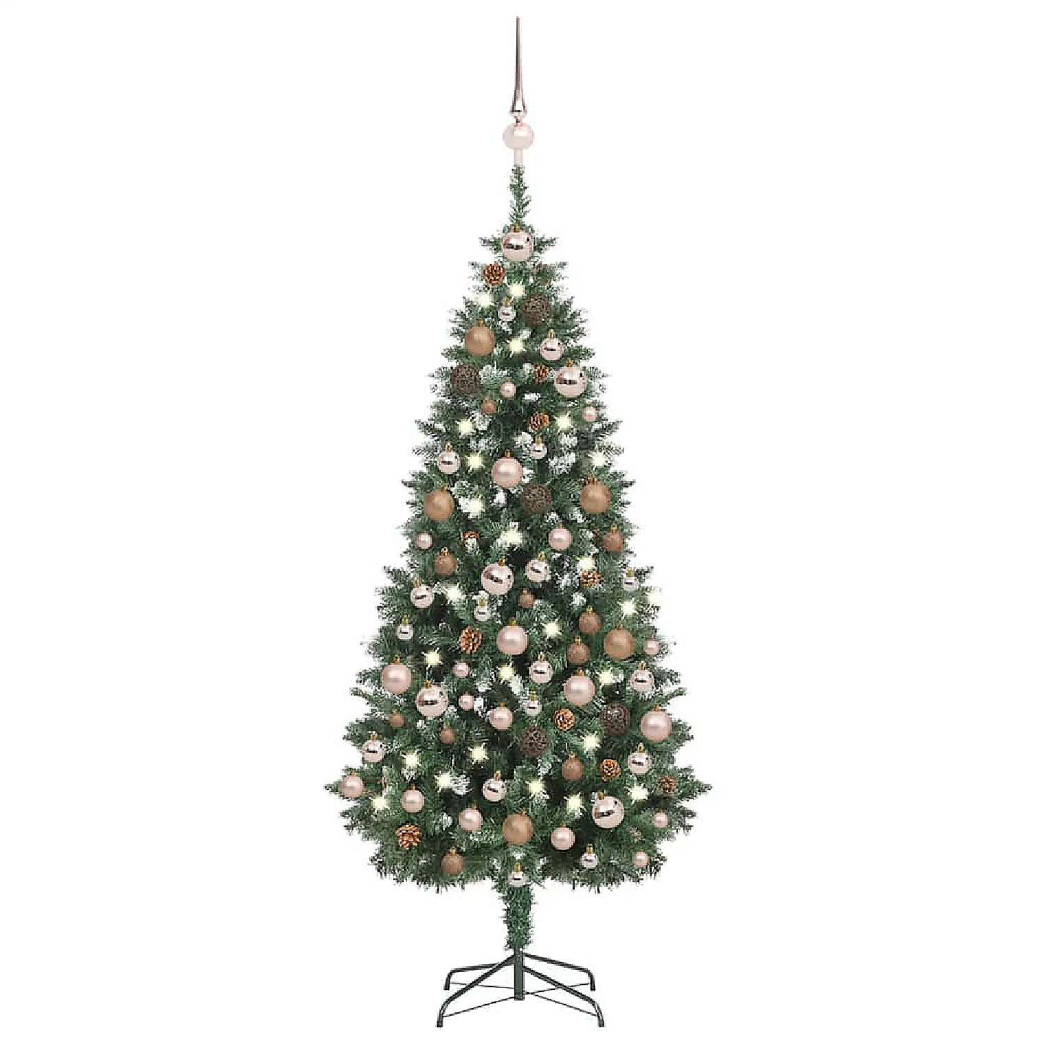 VidaXL 6' White/Green Artificial Christmas Tree with LED Lights & 28pc