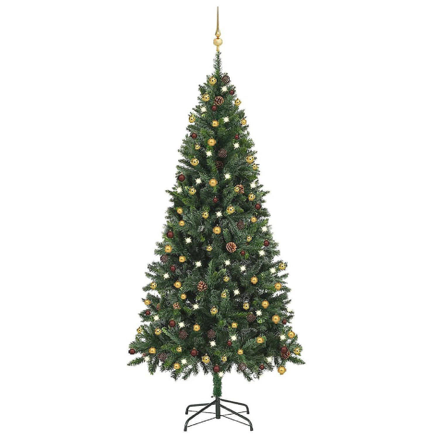 VidaXL 7' Green Artificial Christmas Tree with 300pc LED Lights & 120pc ...