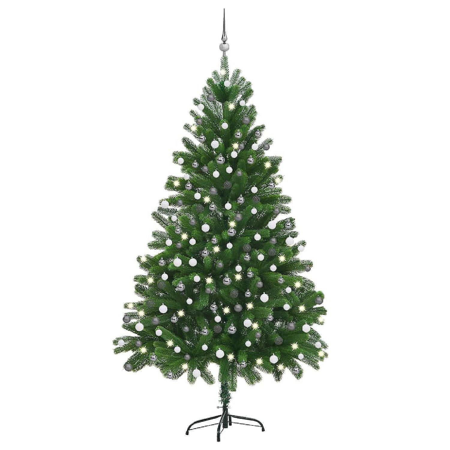 VidaXL 7' Green Artificial Christmas Tree with LED Lights & 120pc White