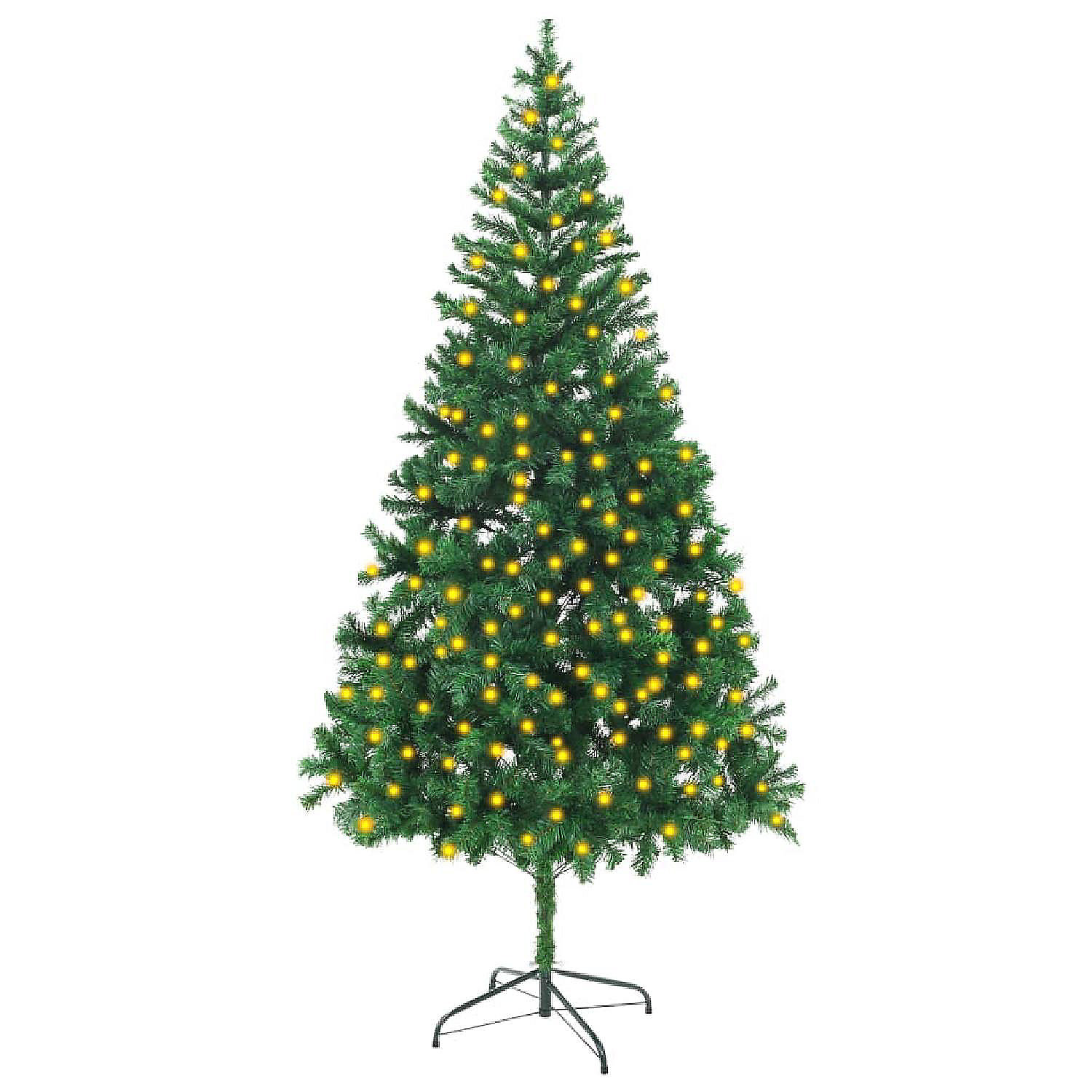 vidaXL 7鈥?Green Artificial Christmas Tree with LED Lights & 910pc