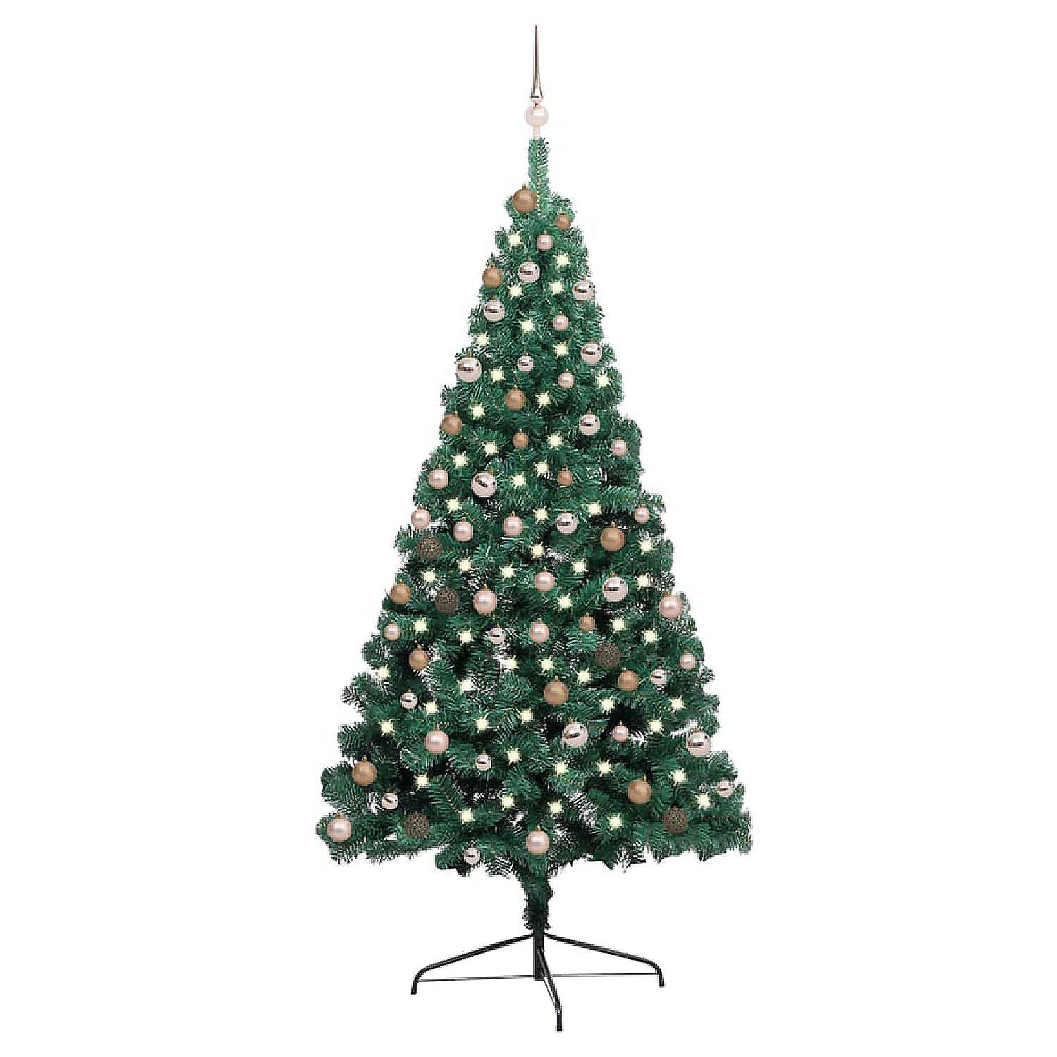 VidaXL 7' Green Artificial Half Christmas Tree with LED Lights & Stand ...