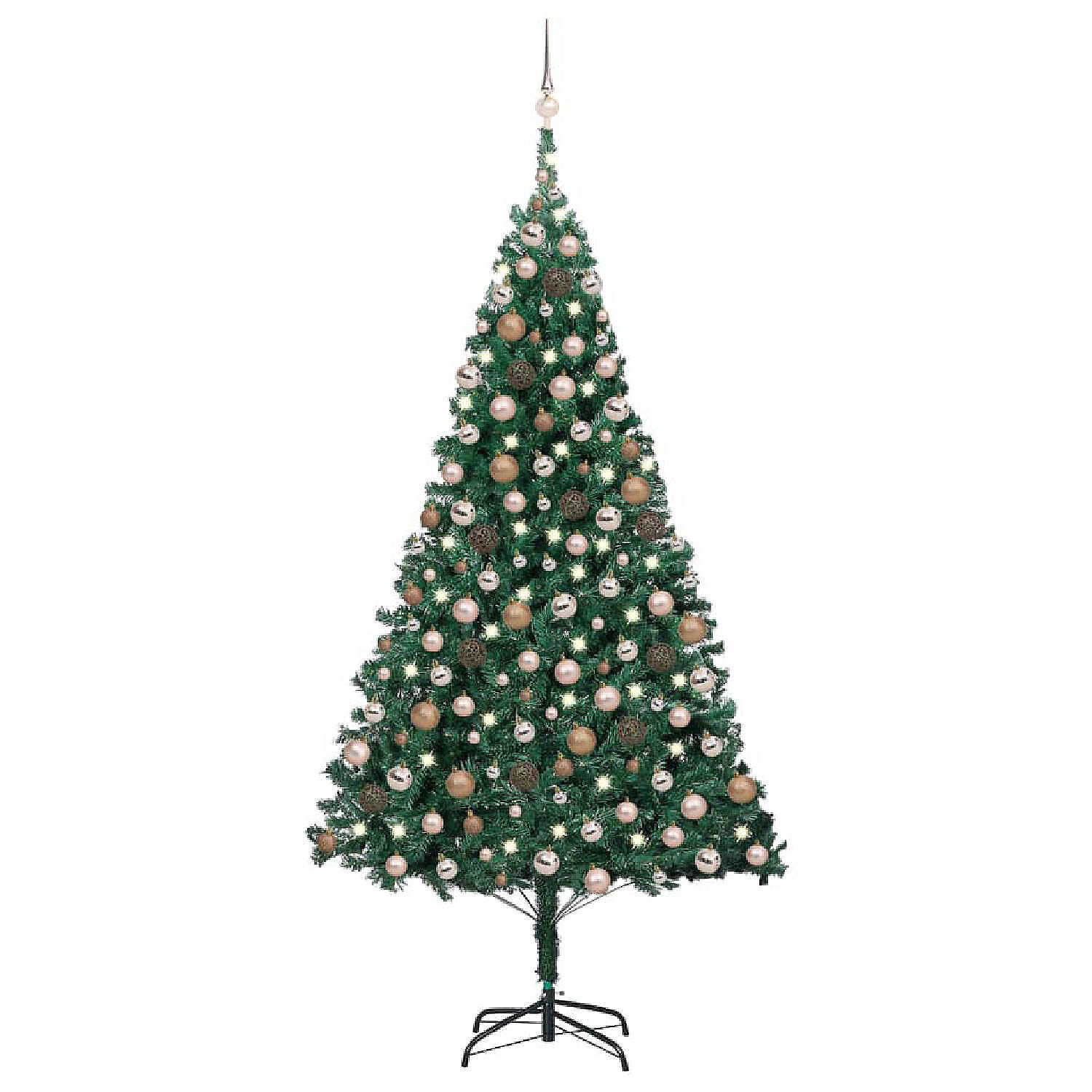 vidaXL 7' Green PVC/Steel/Plastic Artificial Christmas Tree with LED ...