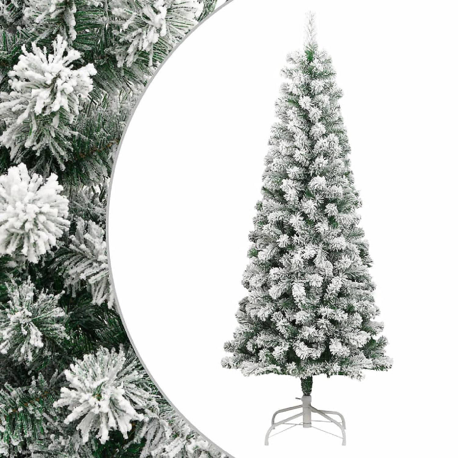 vidaXL Artificial Hinged Christmas Tree with Flocked Snow 70.9