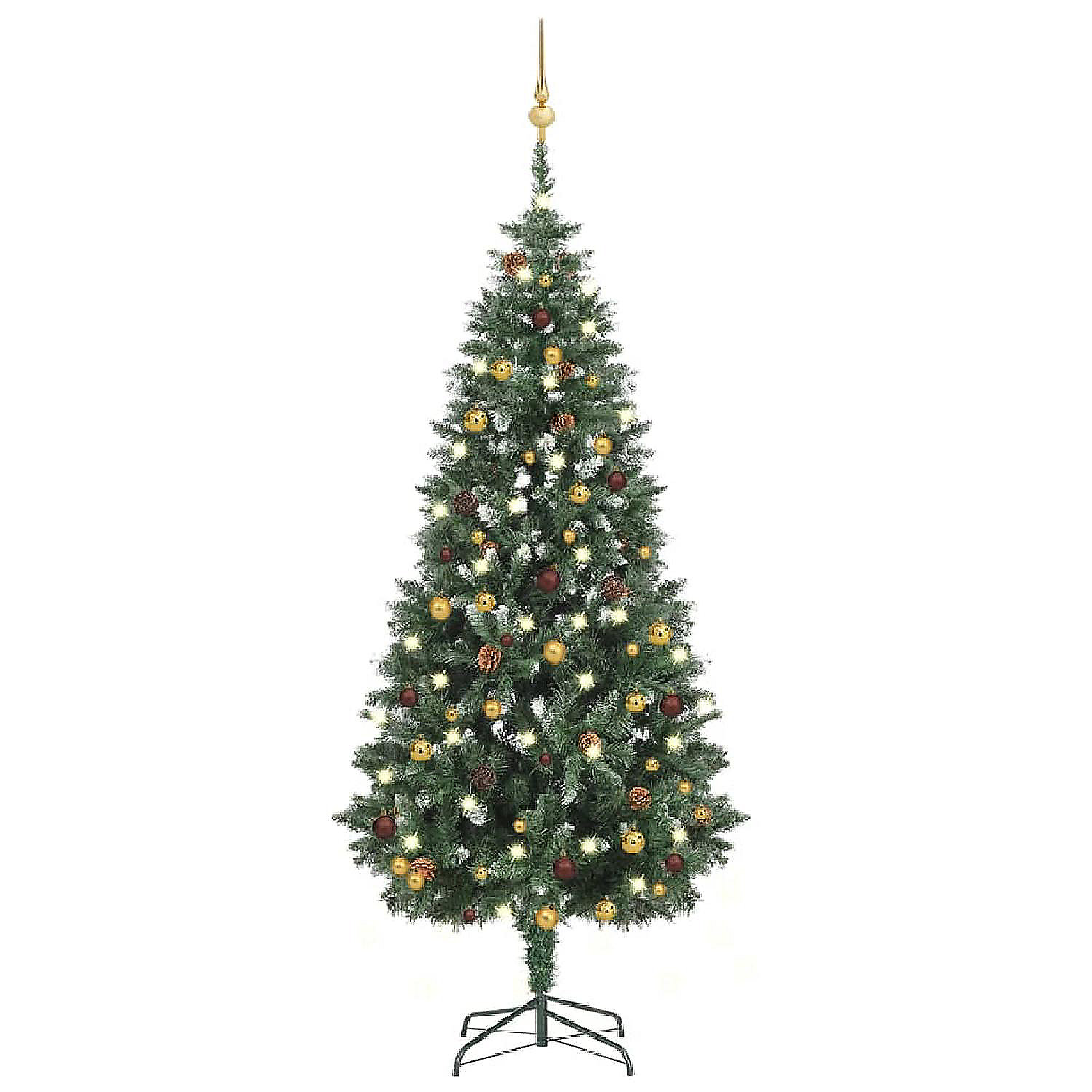 VidaXL Green/White Artificial Christmas Tree with LED Lights & 61pc