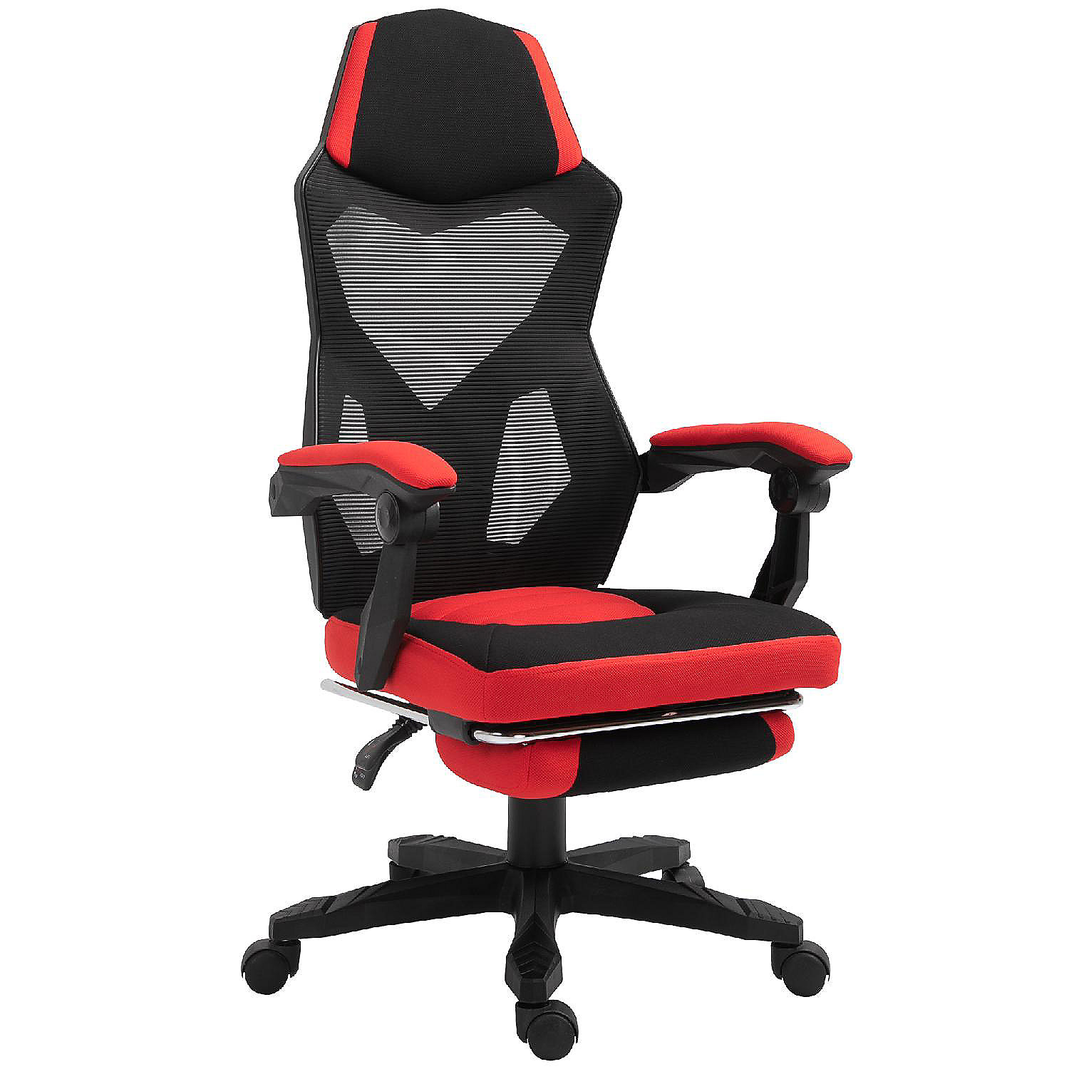 Reclining Desk Chair Ergonomic Swivel Chair with Lumbar Pillow Red Gaming Chair with Footrest 