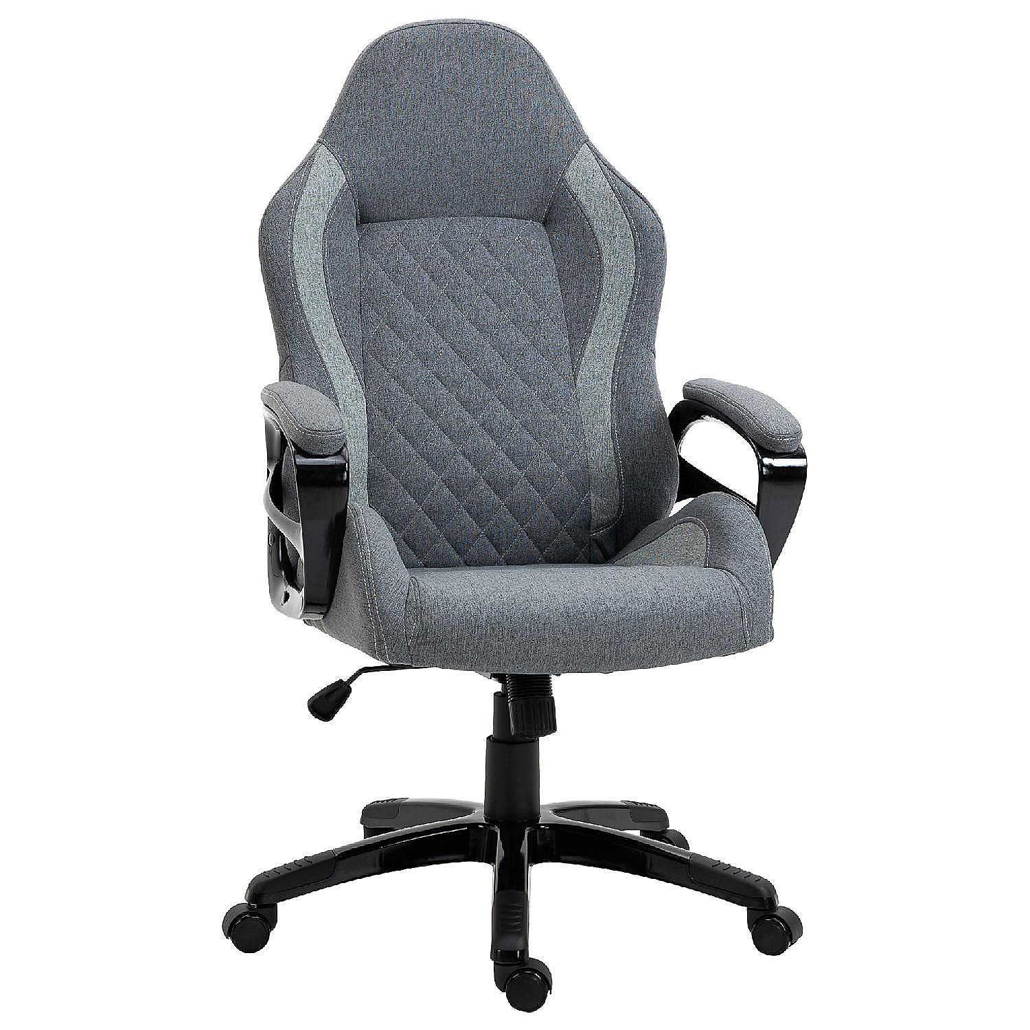 Grey Desk Chair,PU Leather Computer Swivel Chair Adjustable Height Comfy Office Chair Padded Study Chair,Home/Office Furniture 