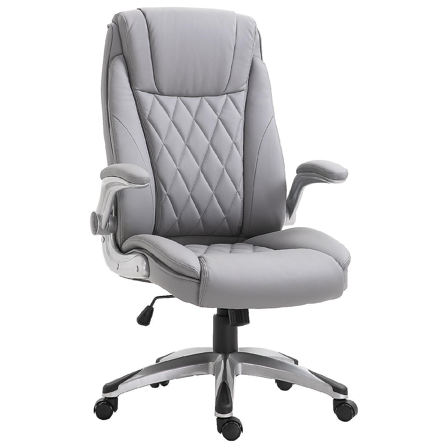 Vinsetto High Back 360 degree Swivel Ergonomic Home Office Chair with Flip  Up Arms Faux Leather Computer Desk Rocking Chair Grey | Oriental Trading