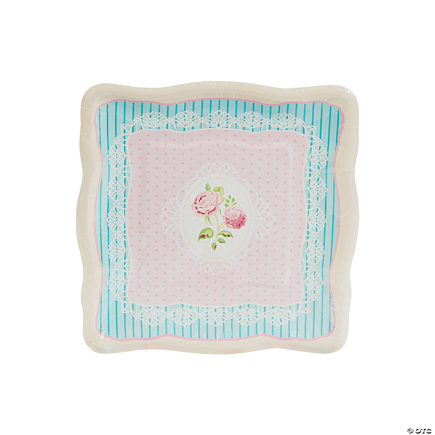 teal square paper plates