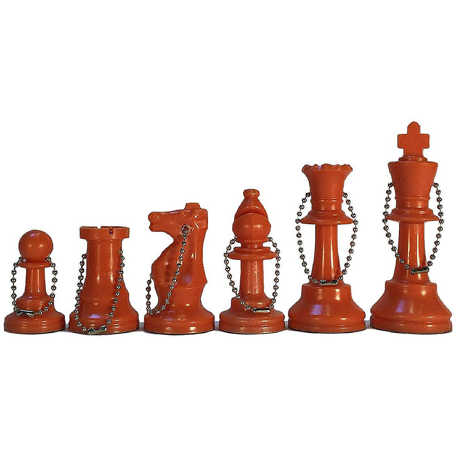 WE Games Keychain Bag Tag Chess Pieces Includes 17 Pieces in Orange