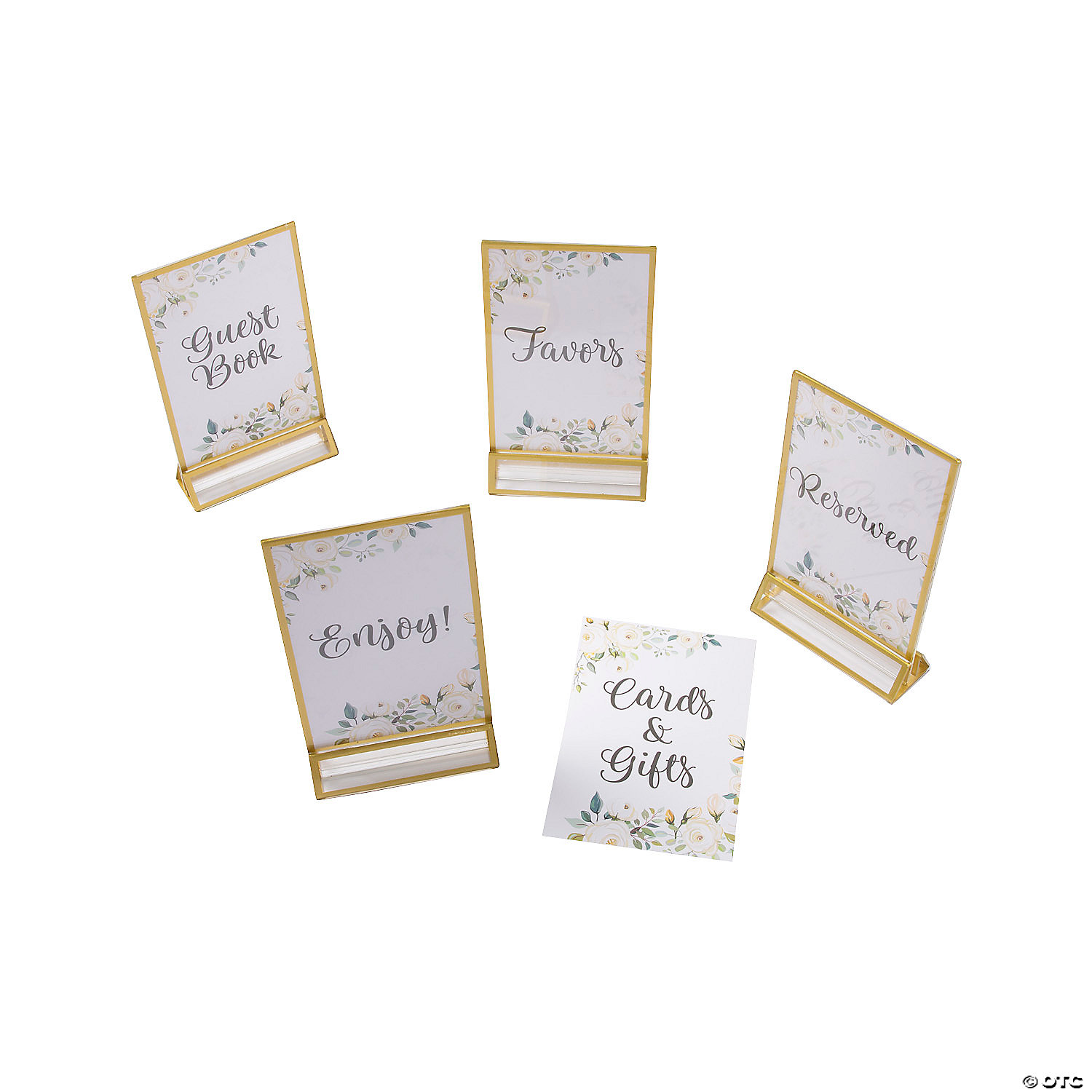 White Floral Wedding Table Signs Frames Set Oriental Trading