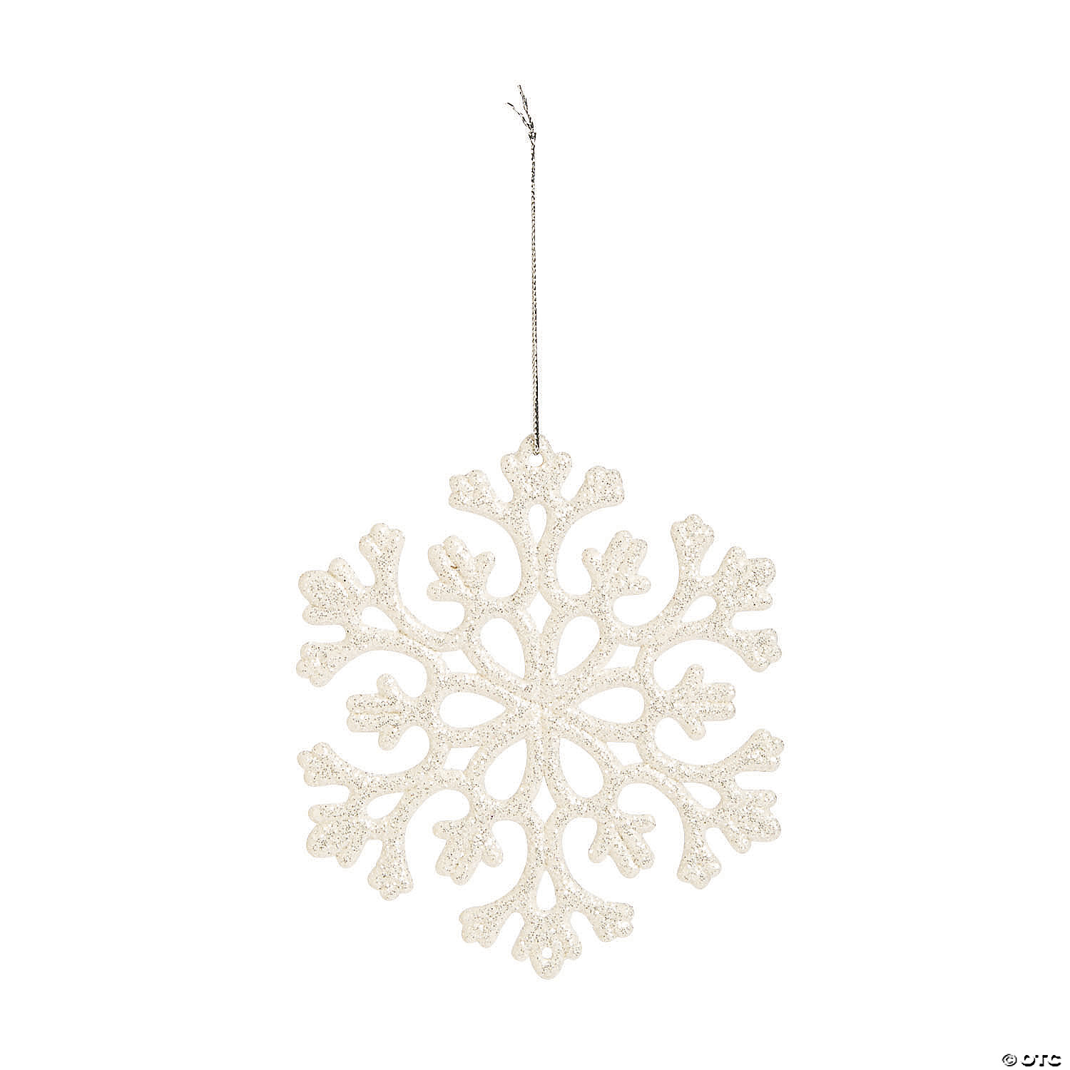 4 pc WHITE w/ Glitter 4" Plastic 3D Snowflake Ornaments 