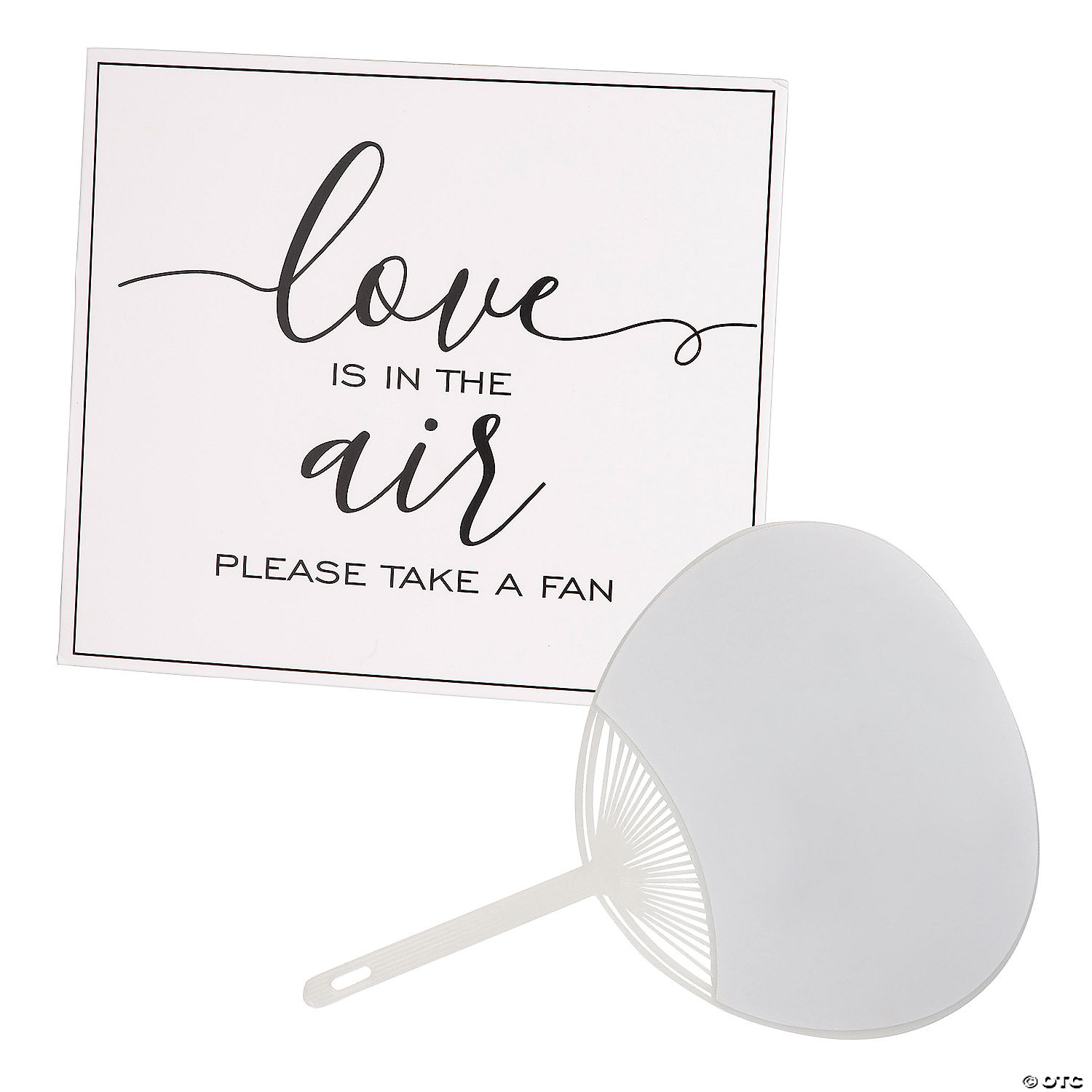 White Hand Fans with Tabletop Sign