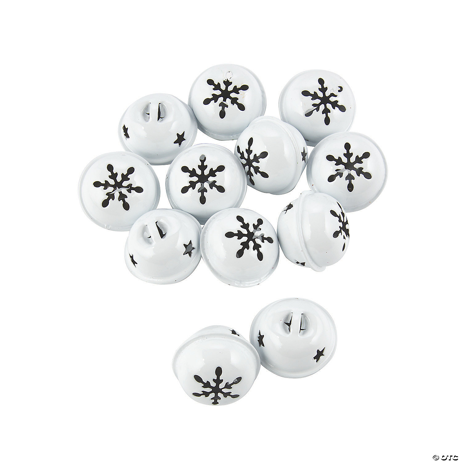 Christmas Decoration 12 Pack Snowflake 40Mm Jingle Bell Baubles White 