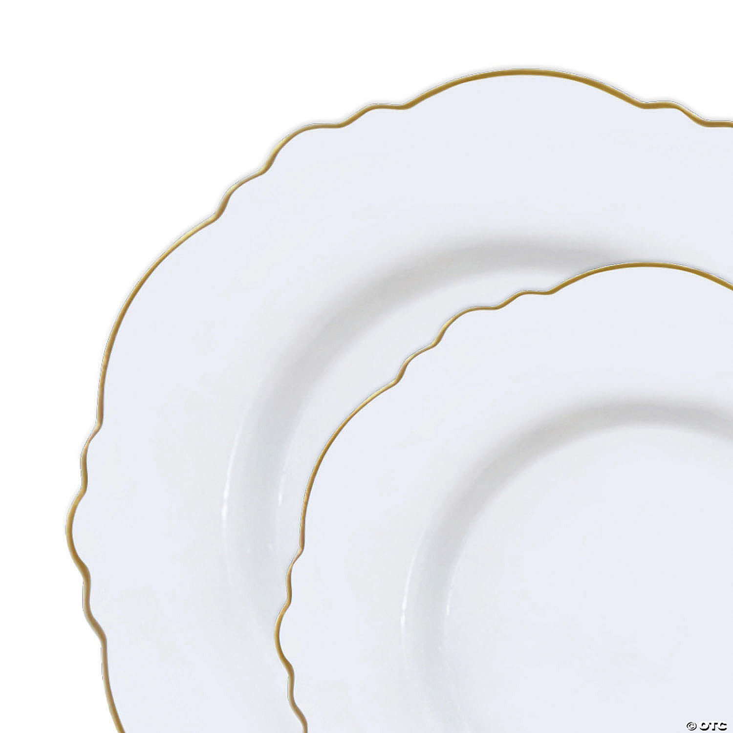 Uitpakken Langwerpig Millimeter White with Gold Rim Round Blossom Disposable Plastic Dinnerware Value Set  (120 Dinner Plates + 120 Salad Plates)