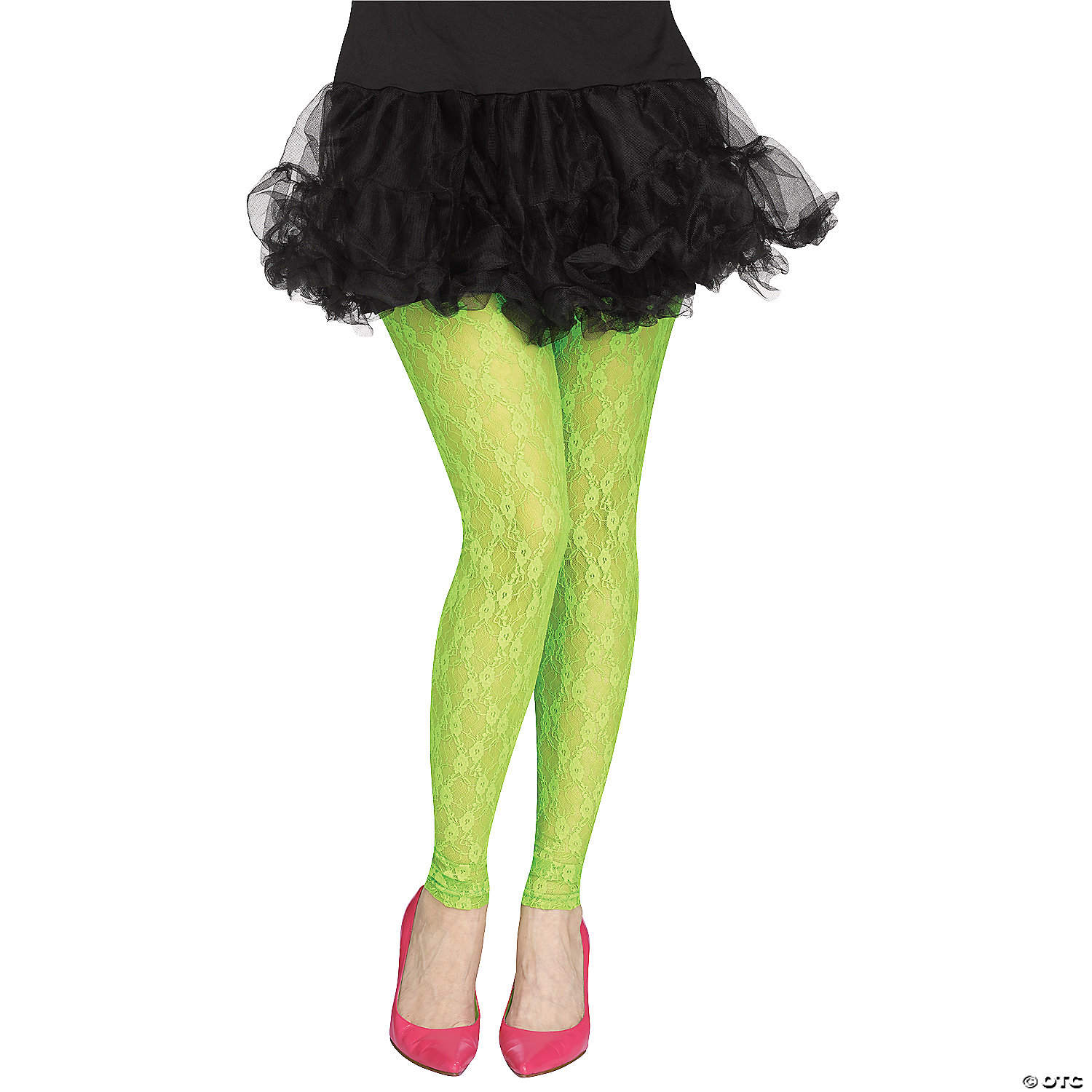 Opaque Neon Green Footless Stockings