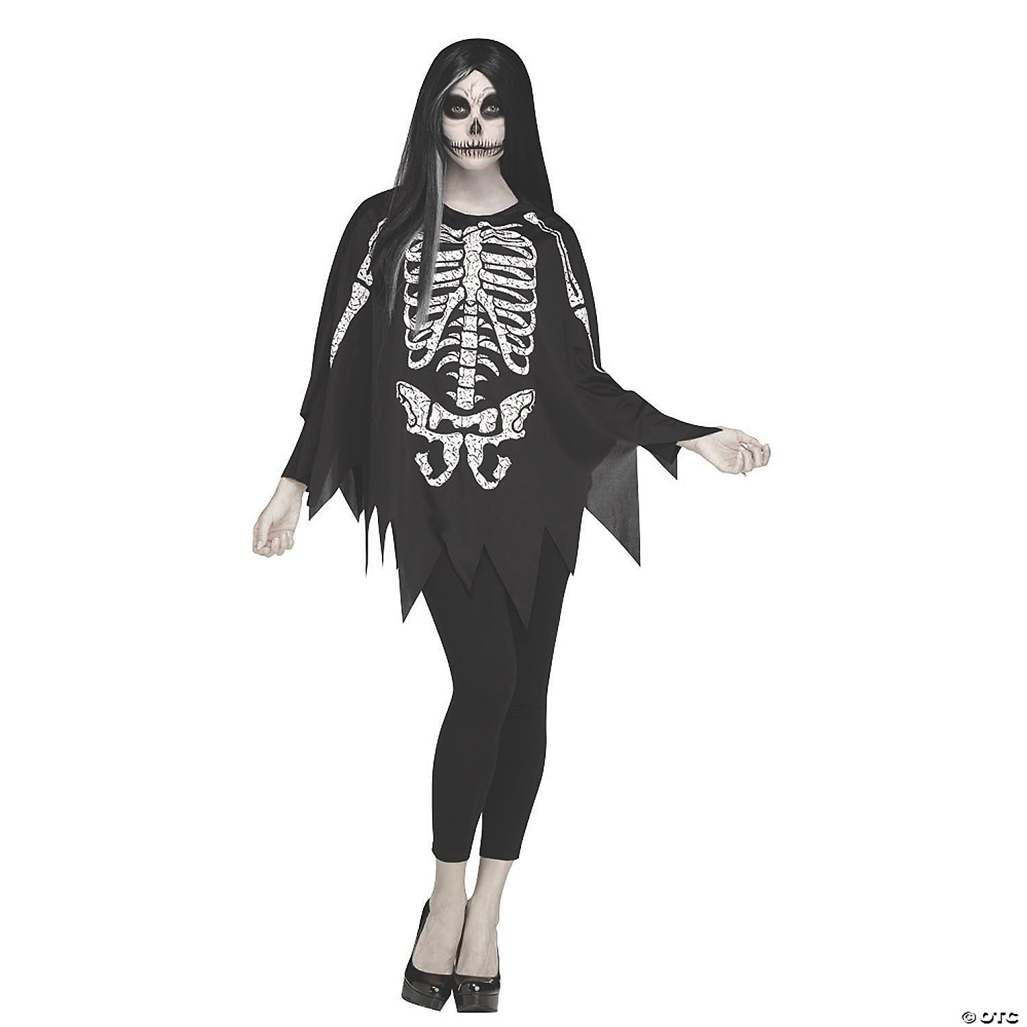 Women's Skeleton Poncho Costume