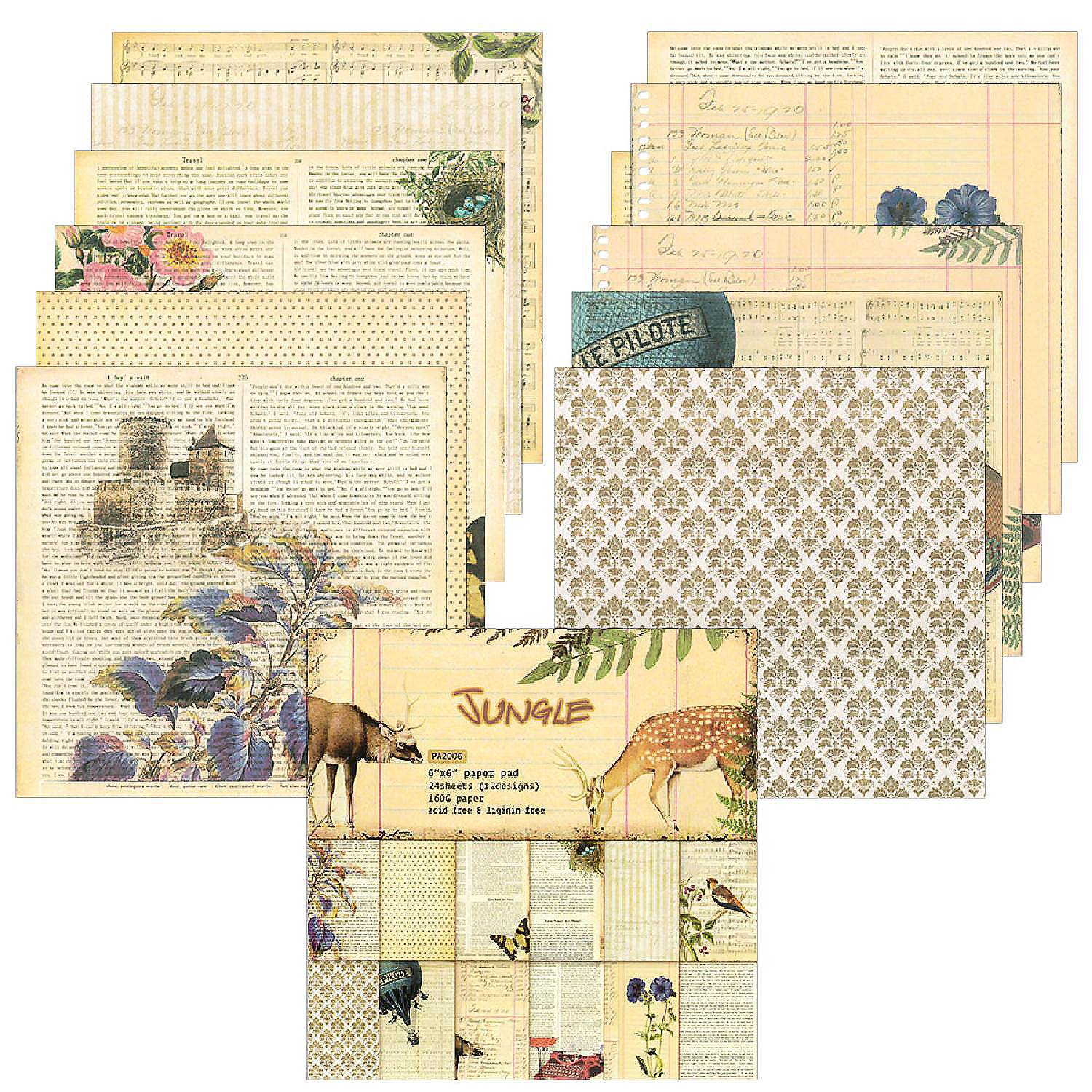 Wrapables 6X6 Decorative SingleSided Scrapbook Paper For Arts & Crafts