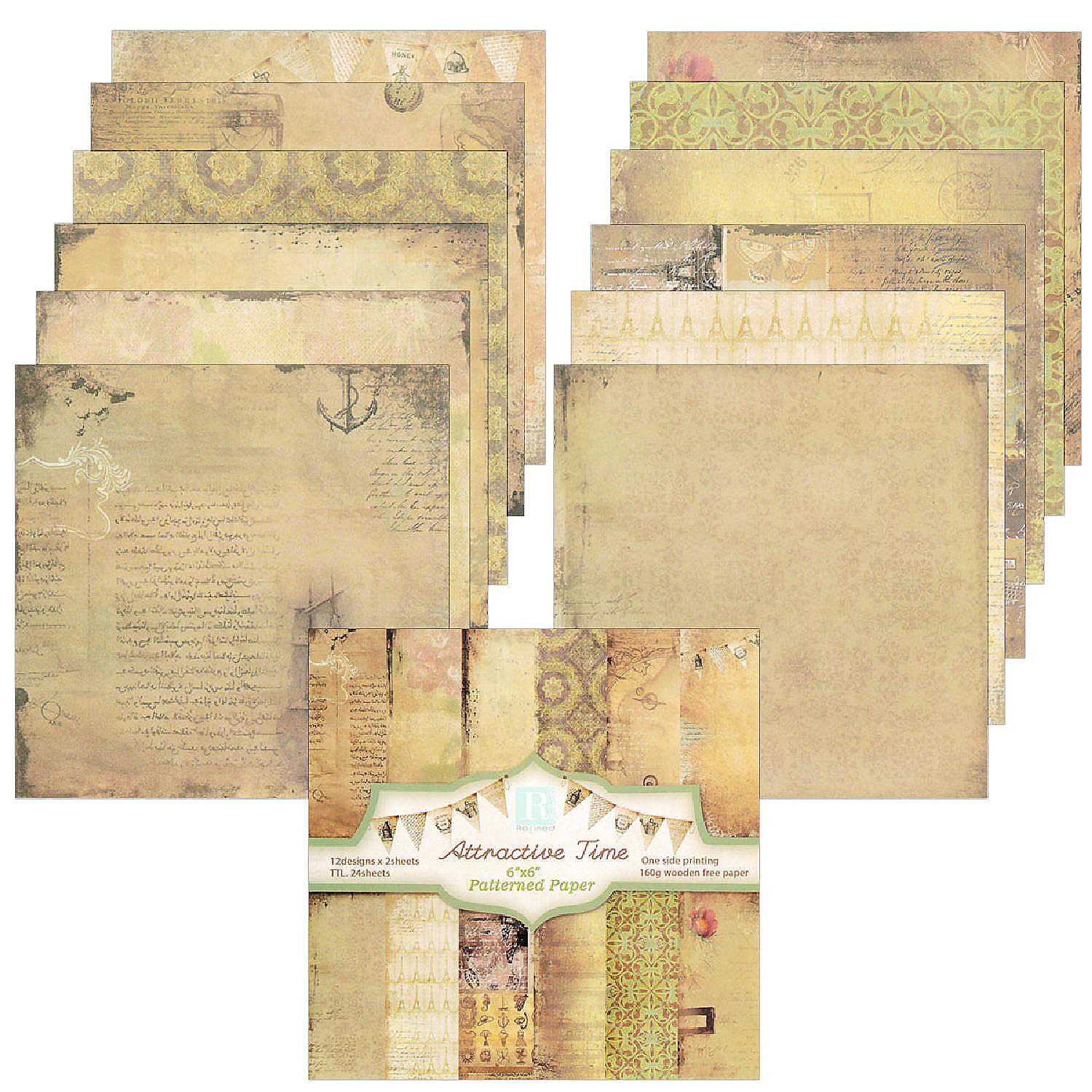 Wrapables 6X6 Decorative SingleSided Scrapbook Paper For Arts & Crafts