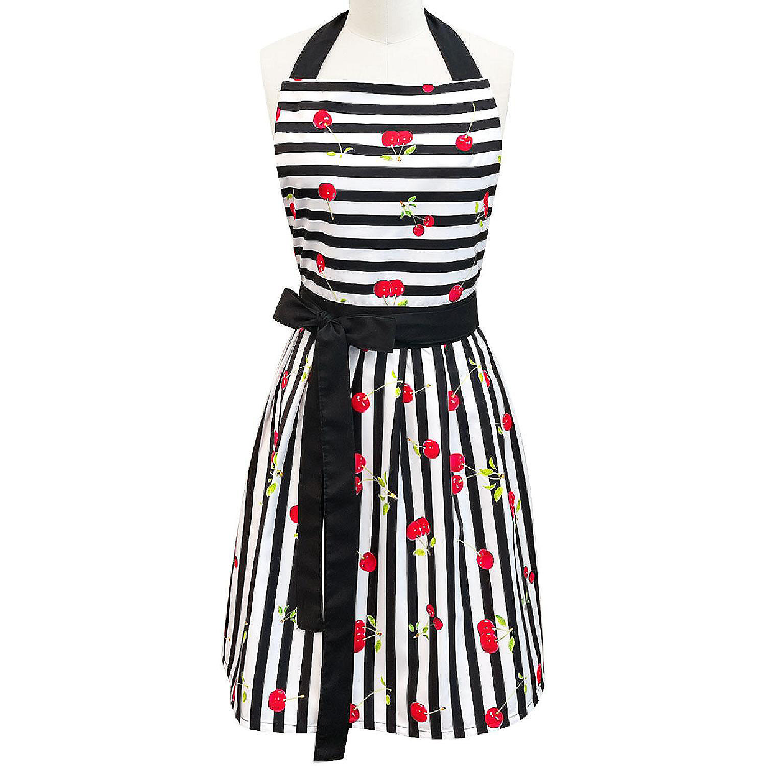 Wrapables Cherries And Stripes Flirty Apron Oriental Trading