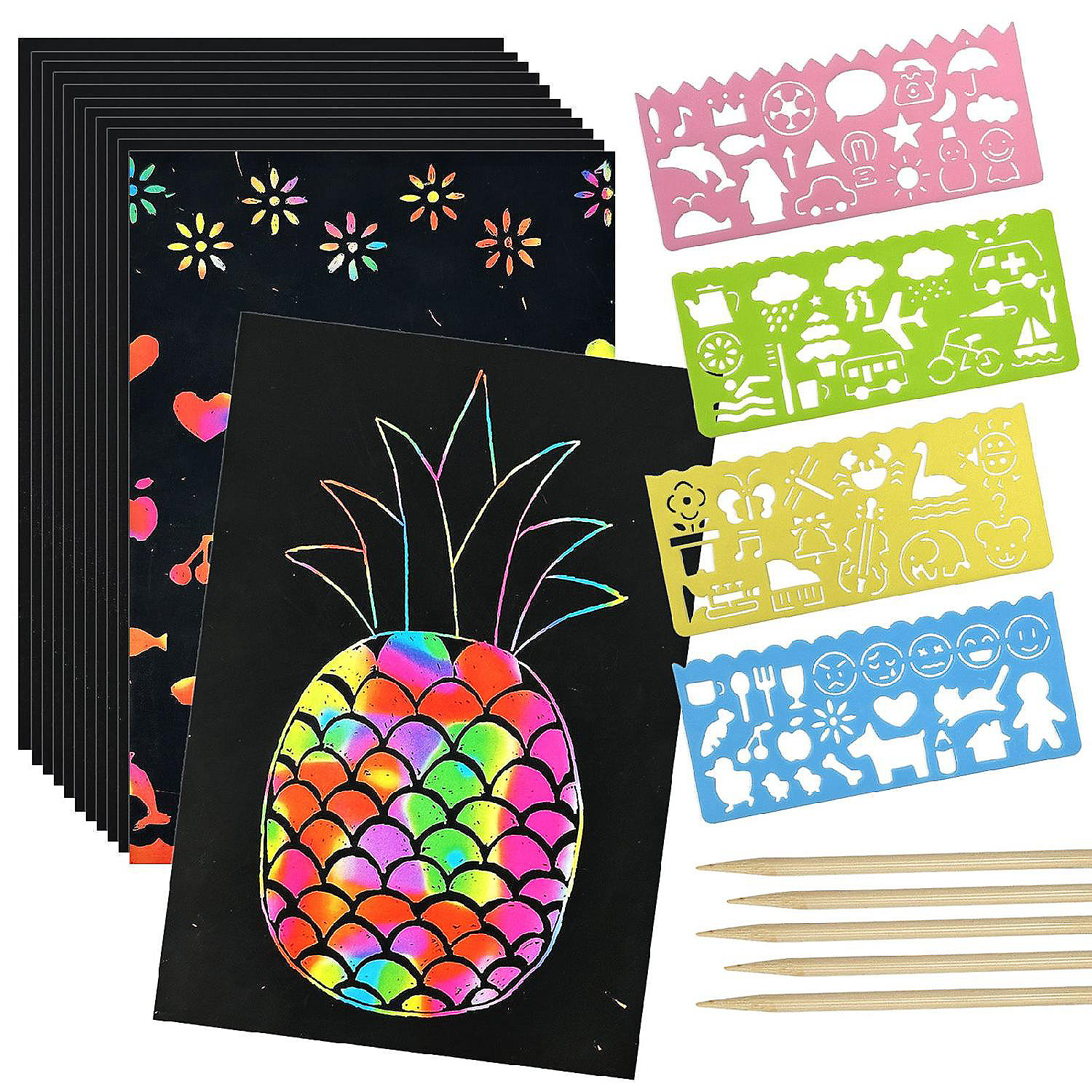 Wrapables DIY Rainbow Magic Scratch Arts Set, 50 Sheets Oriental Trading