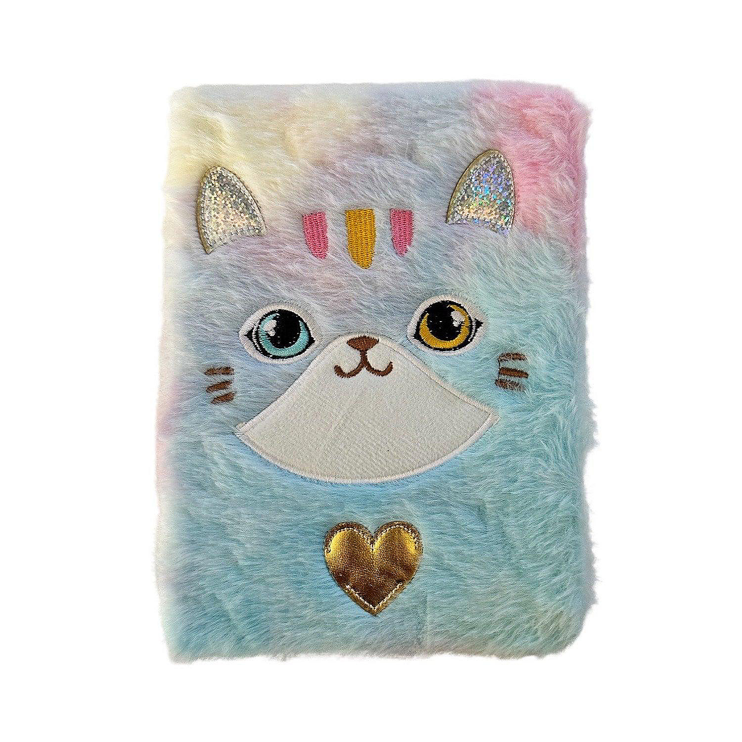 Wrapables Plush Journal, A5 Lined Notebook Diary, TieDye Cat