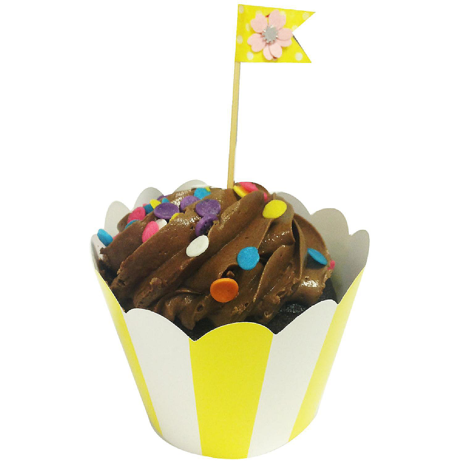 Wrapables Standard Size Striped Cupcake Wrappers (Set Of 20), Yellow