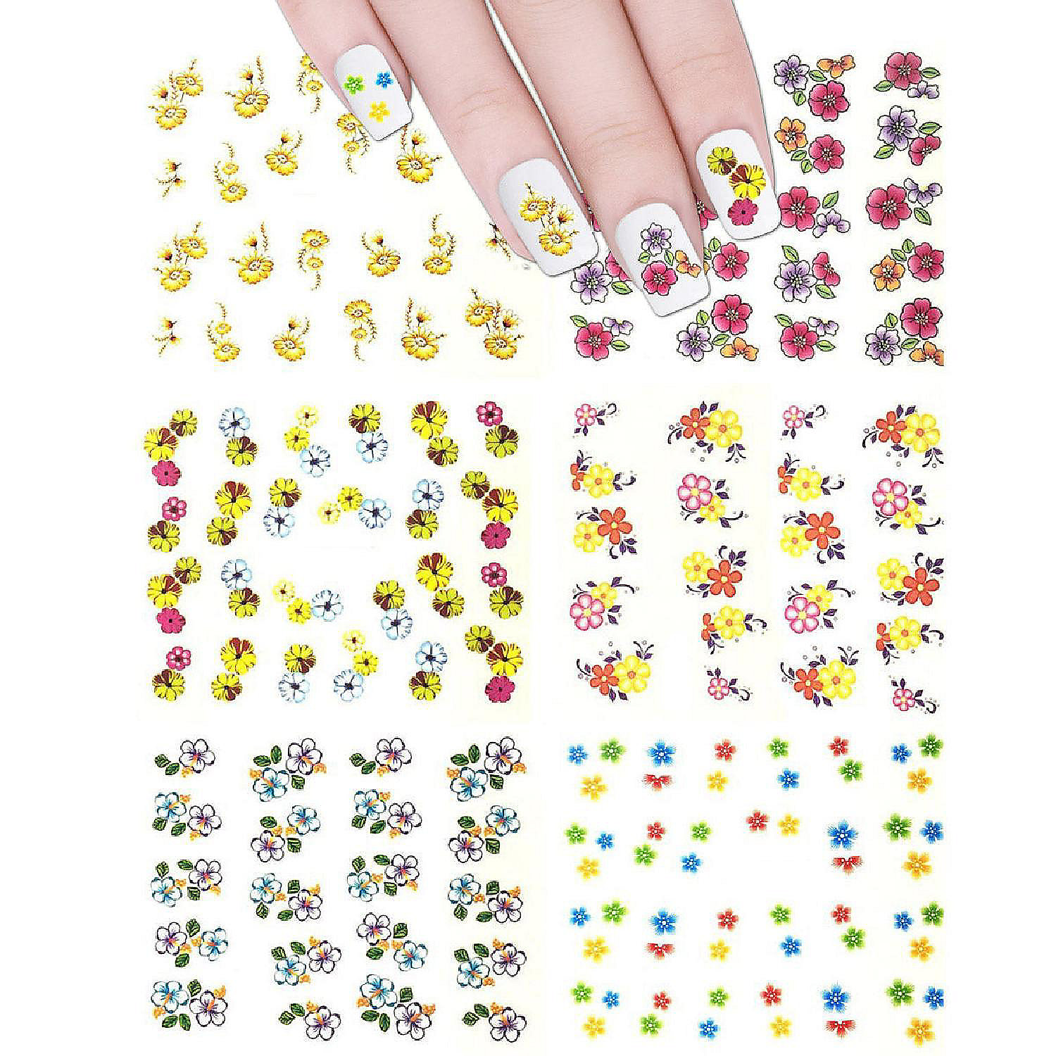 Wrapables Tropical Flowers Water Slide Nail Art Decals Water Transfer ...