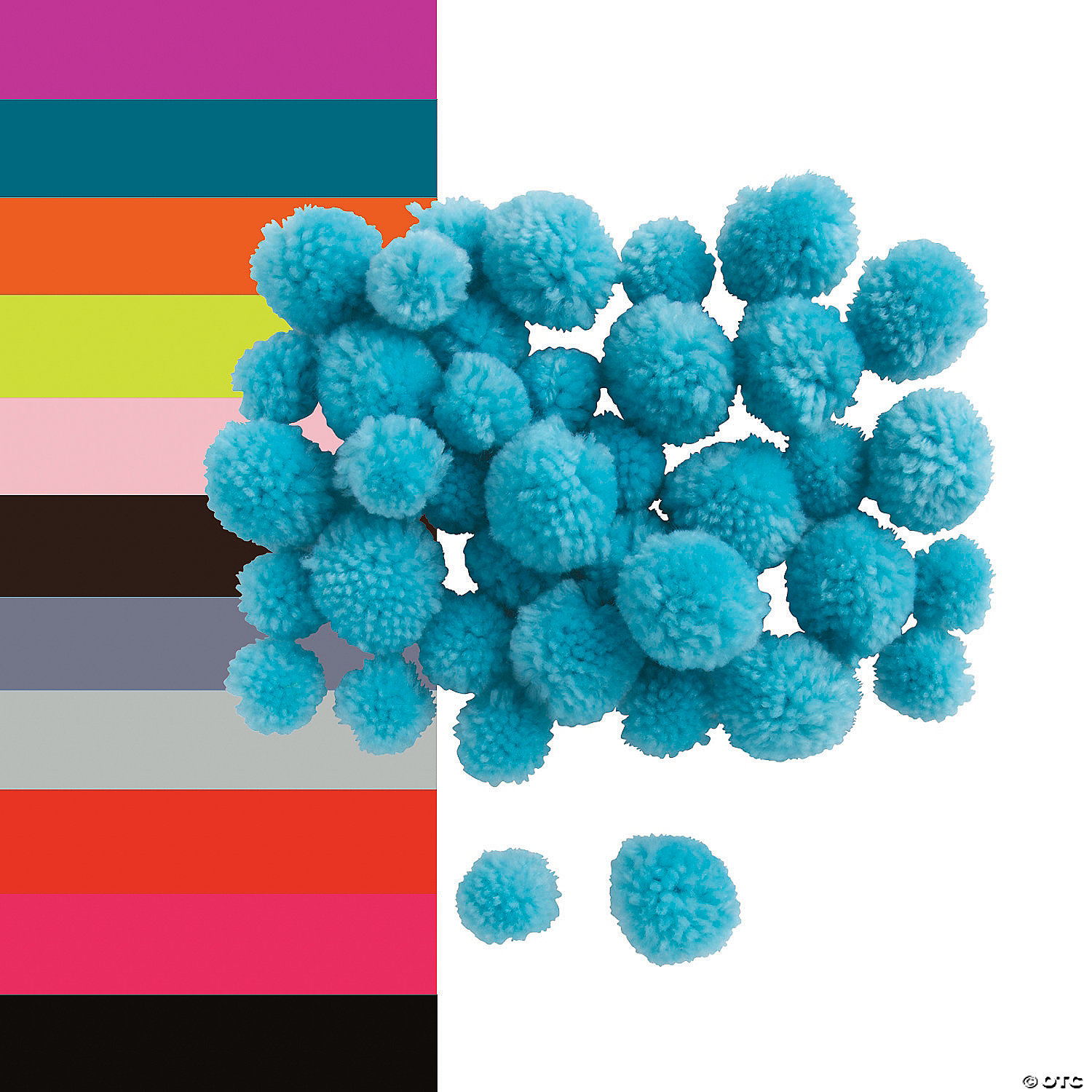 30-pack Rainbow Pom Poms includes jumbo 2 inch and other varies size 