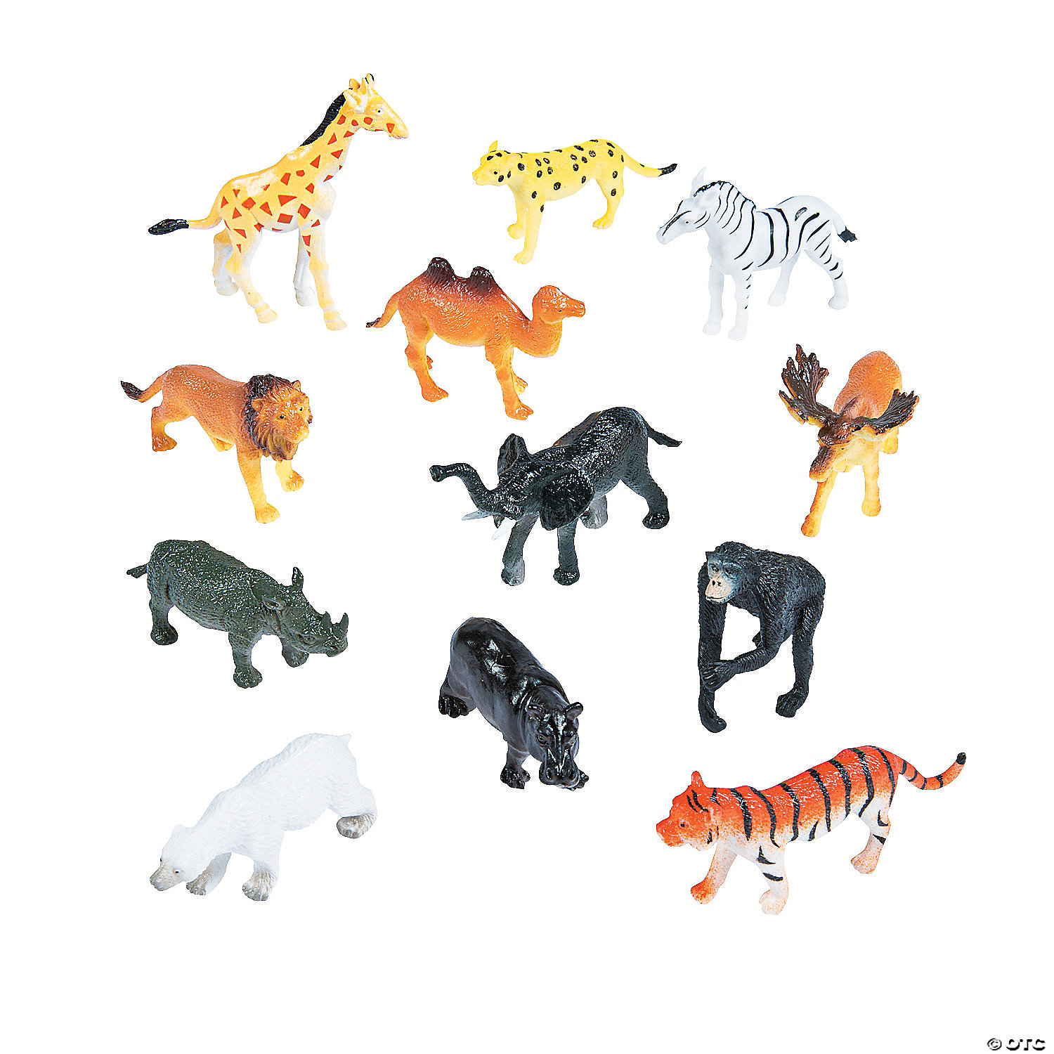 6 Plastic Zoo Figure Jungle Wild Animals Childrens Toys Party Bag Favour Set 