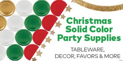 Chistmas Solid Color Party Supplies - Tableware, Decor, Favors & More