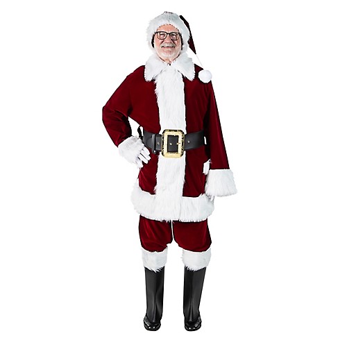 Featured Image for Burgundy Velvet Santa Suit with Overalls – XL