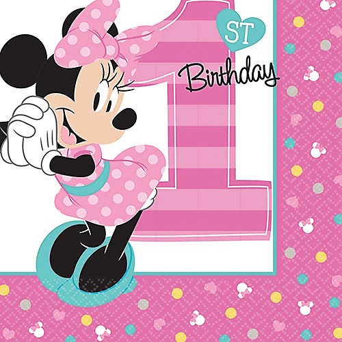 Featured Image for 5″ Minnie 1st Bev Napkins – Pack of 16