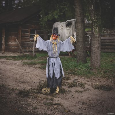 5 Ft. 8" Animated Head Turning Pumpkin Scarecrow Halloween Decoration