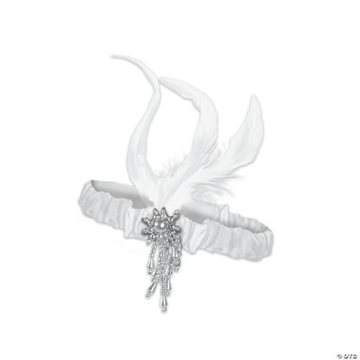 Adults White Flapper Headband with Feathers Costume Accessory