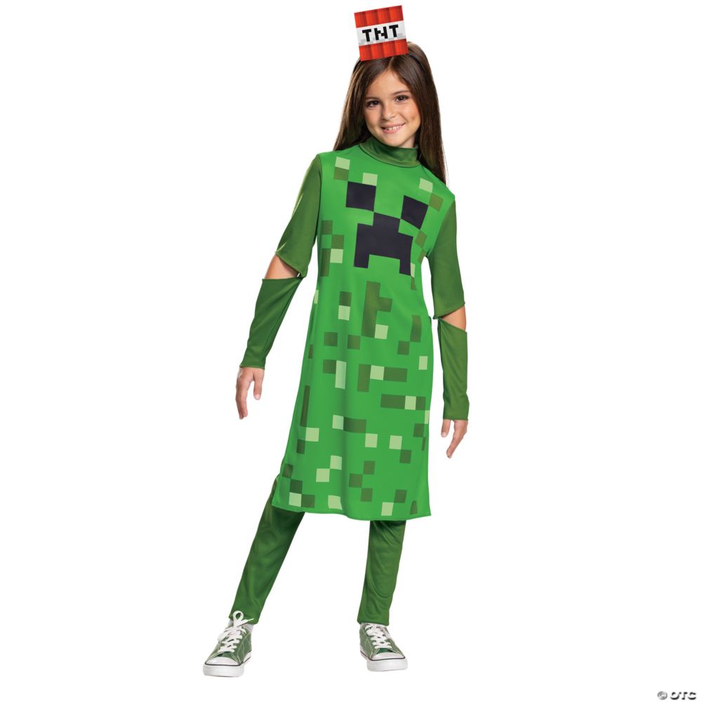 Girl's Minecraft Classic Creeper Dress Costume